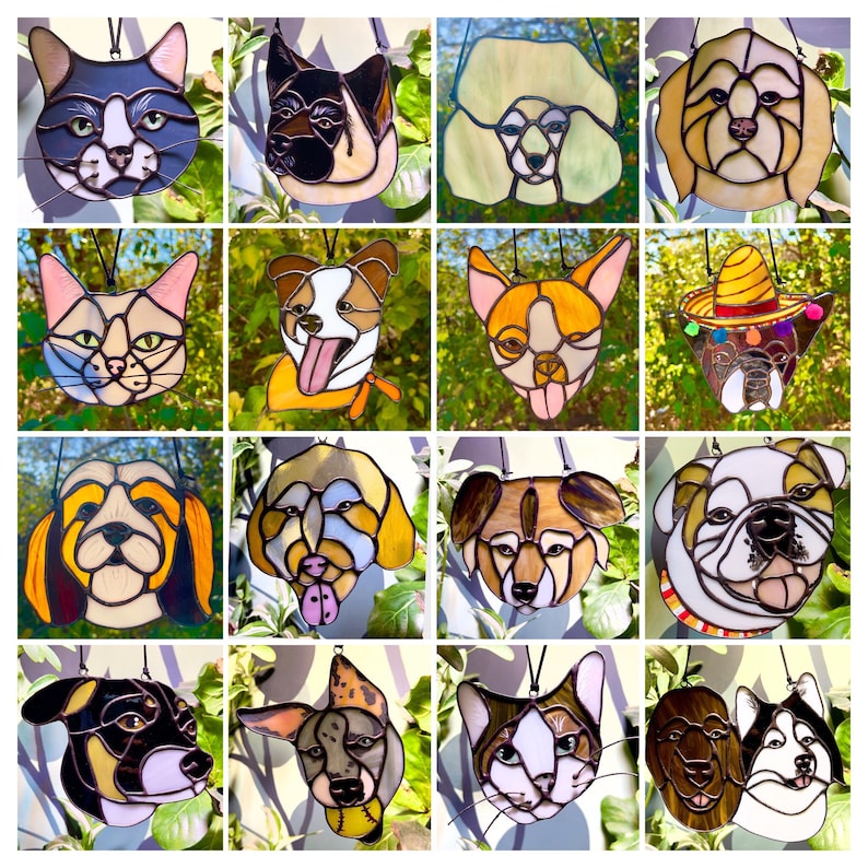 Custom Pet Portrait Stained Glass Suncatcher