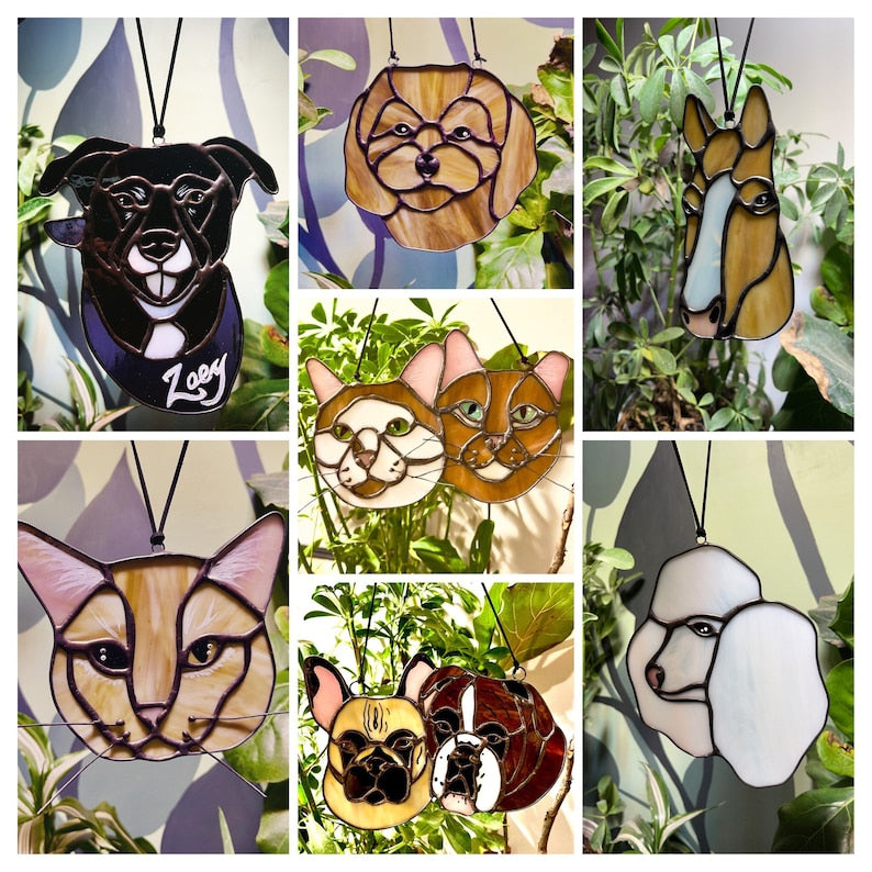 Custom Pet Portrait Stained Glass Suncatcher