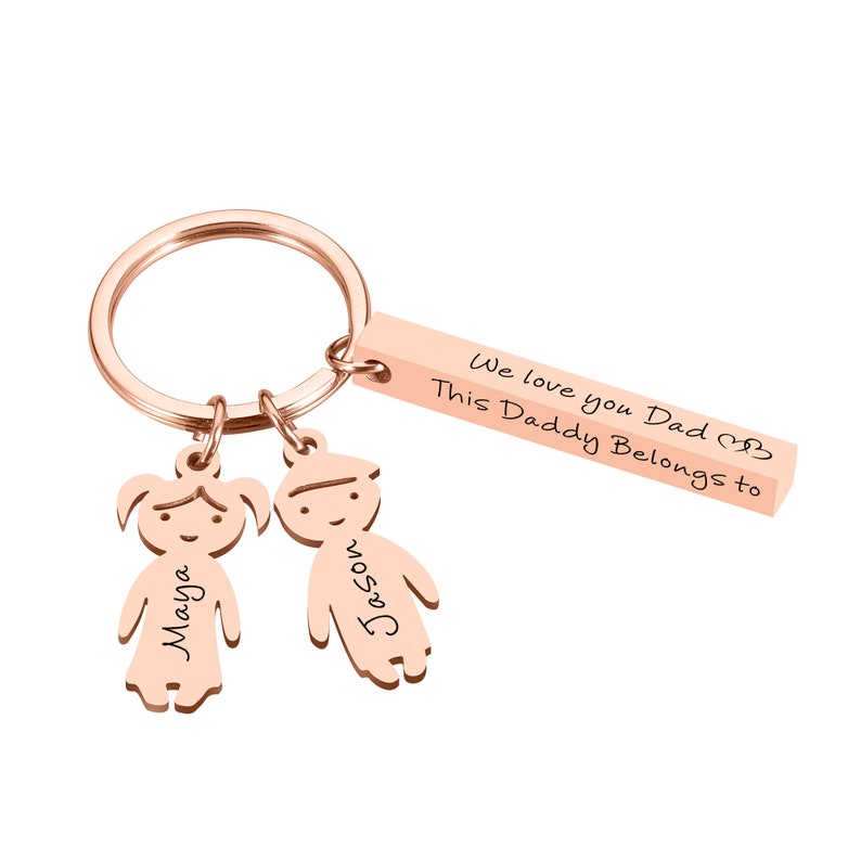 Daddy Keyring with Kid's Shape,Name and Bar Message