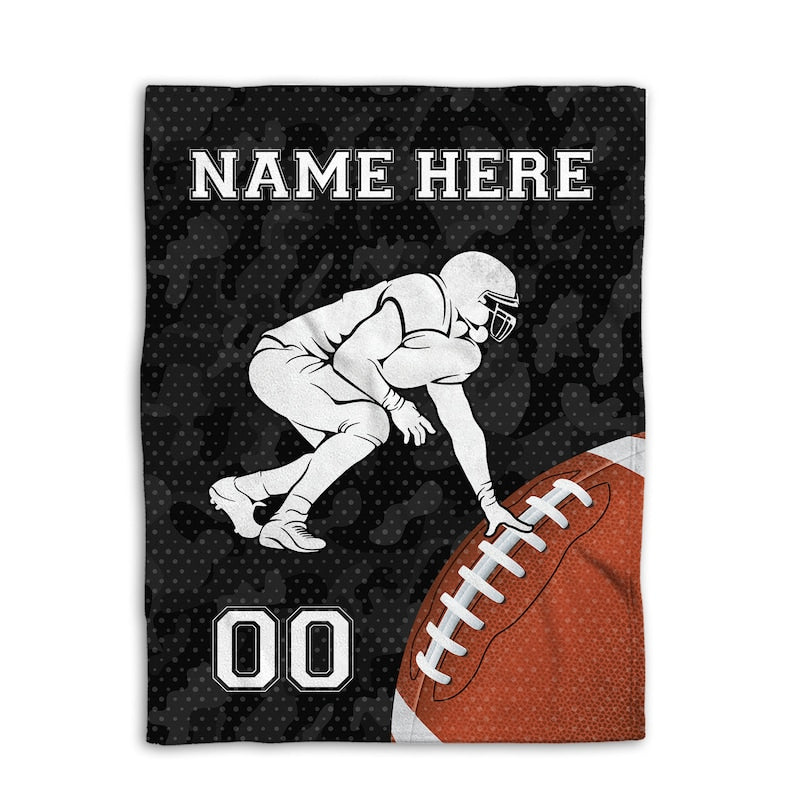 Personalized Football Blanket, Football Player Soft Cozy Sherpa Fleece Throw Blankets, Custom Football Gift for Dad, Husband, Boyfriend, Son