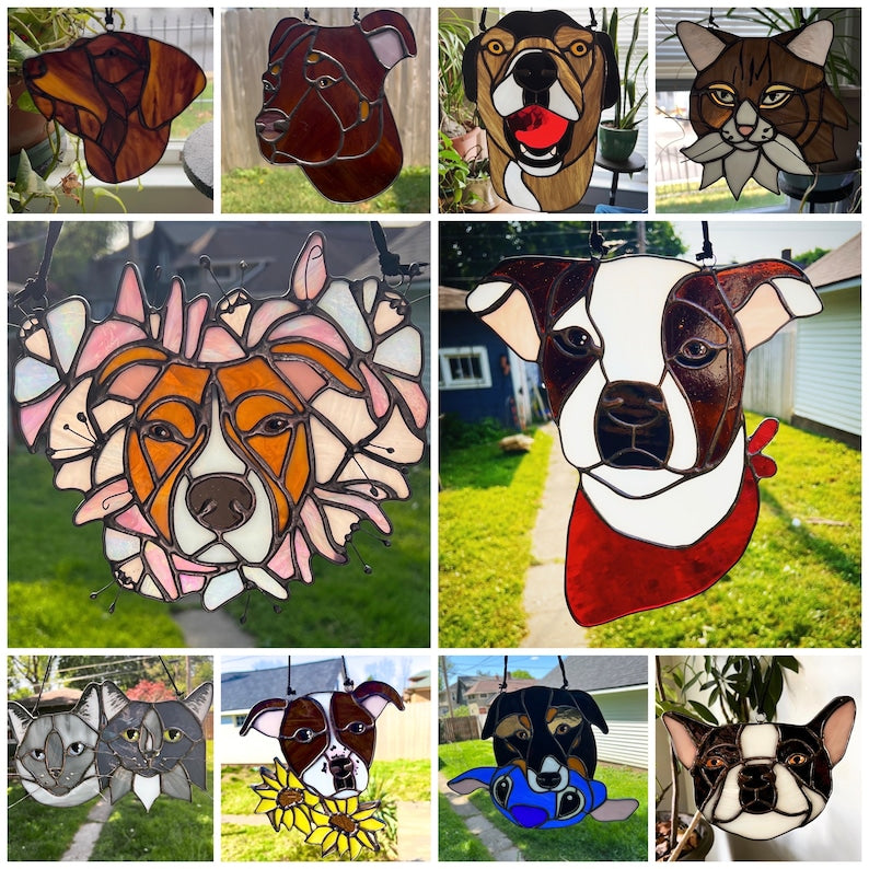 Custom Pet Portrait Stained Glass Suncatcher