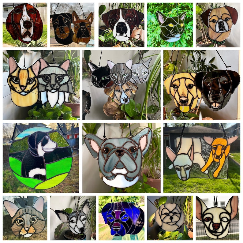 Custom Pet Portrait Stained Glass Suncatcher