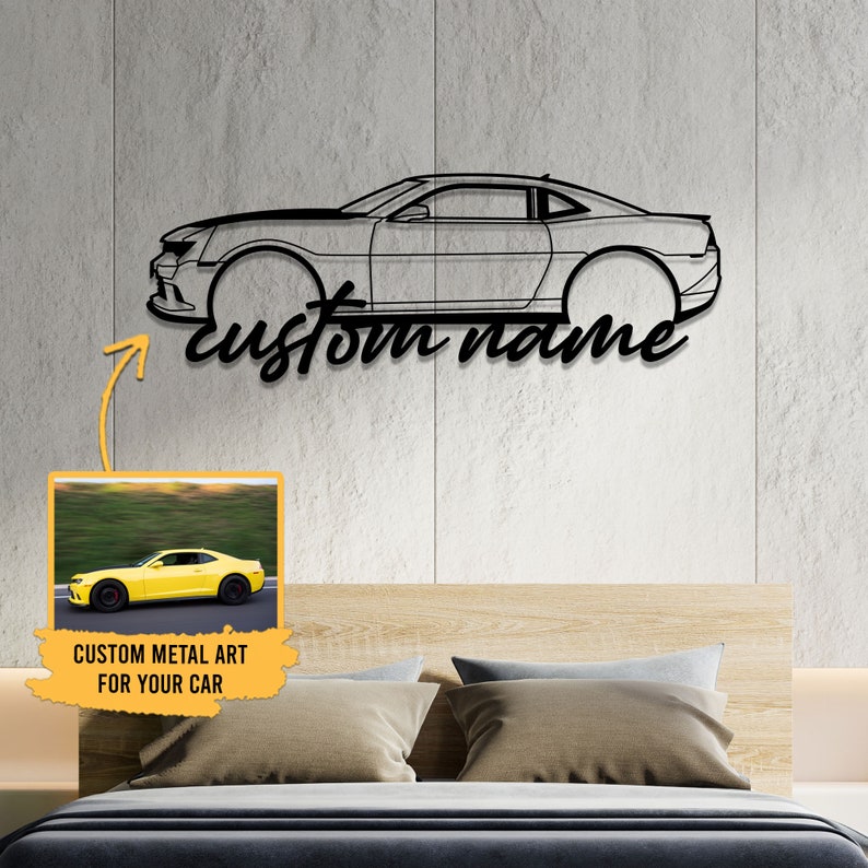 Custom Name Car Silhouette Metal Sign with Light, Car Metal Wall Art, Car Wall Sign, Custom Gift, Metal Sign, Personalized Gifts, Home Decor