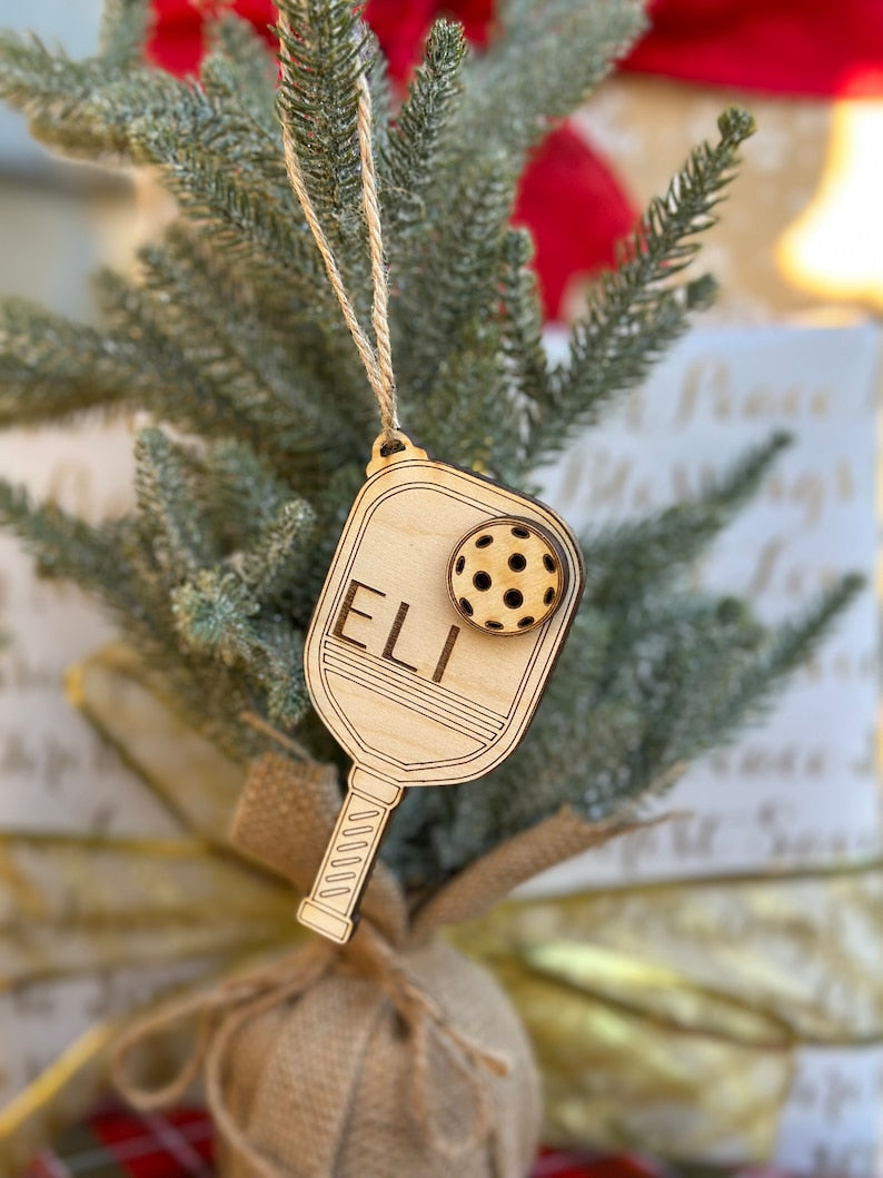 Pickleball Ornament Personalized - Pickleball Personalized Gifts - Wooden Christmas Ornament