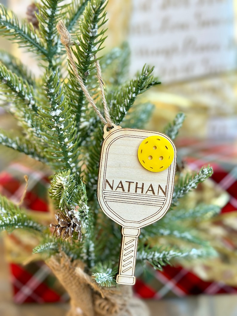 Pickleball Ornament Personalized - Pickleball Personalized Gifts - Wooden Christmas Ornament