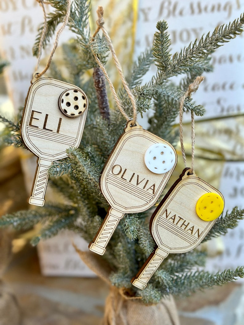 Pickleball Ornament Personalized - Pickleball Personalized Gifts - Wooden Christmas Ornament