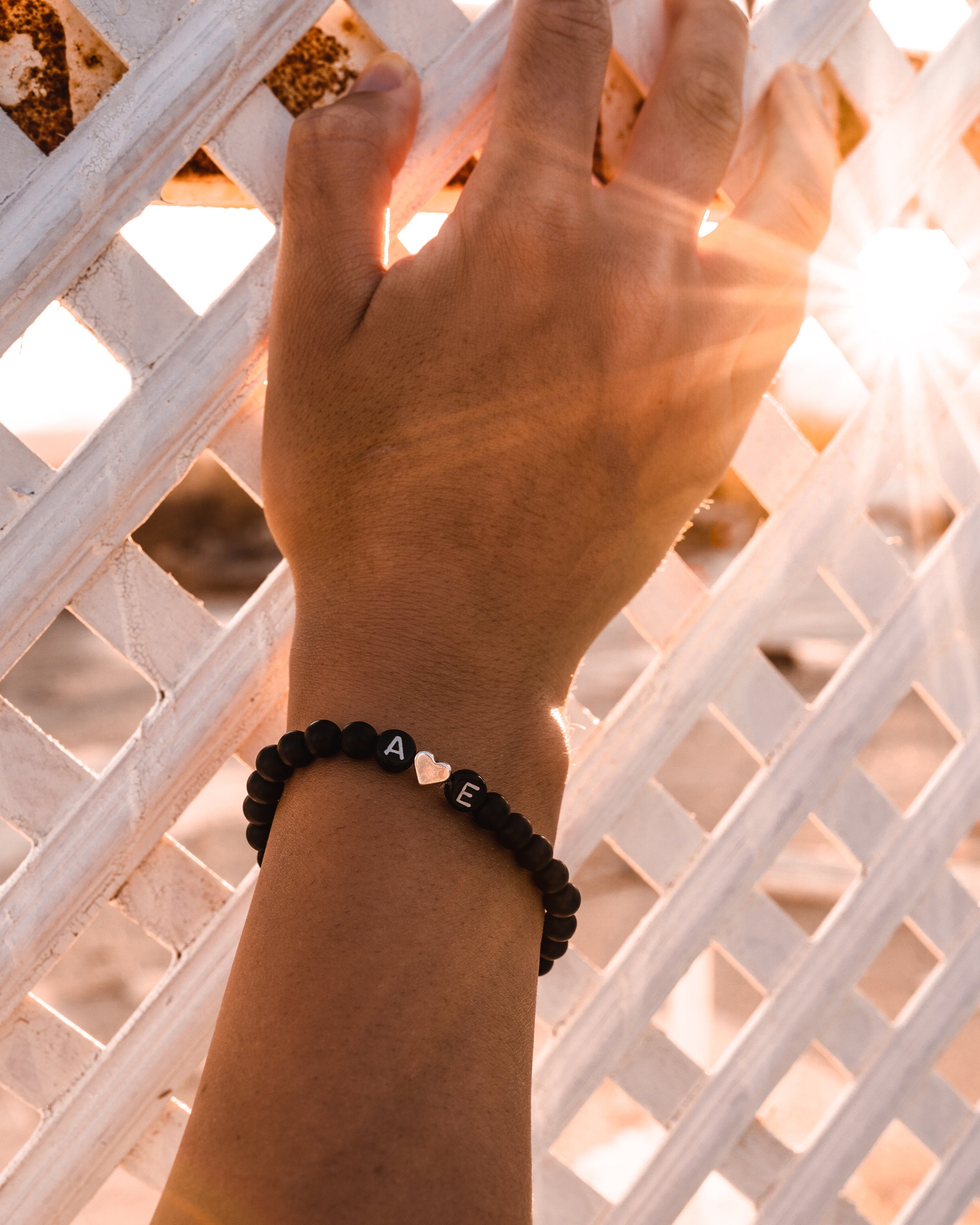 Partner bracelet double pack onyx letter heart