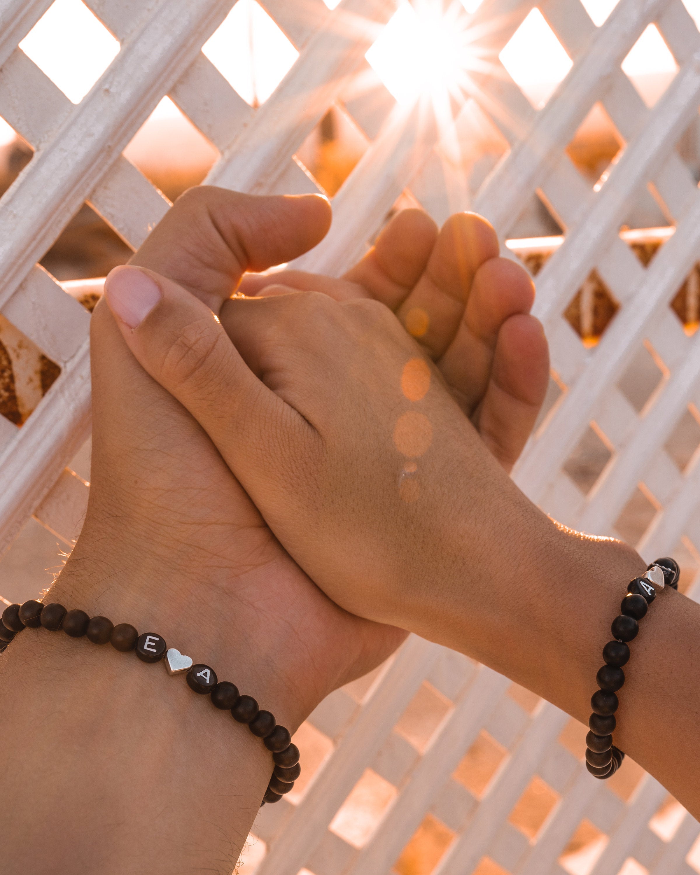 Partner bracelet double pack onyx letter heart