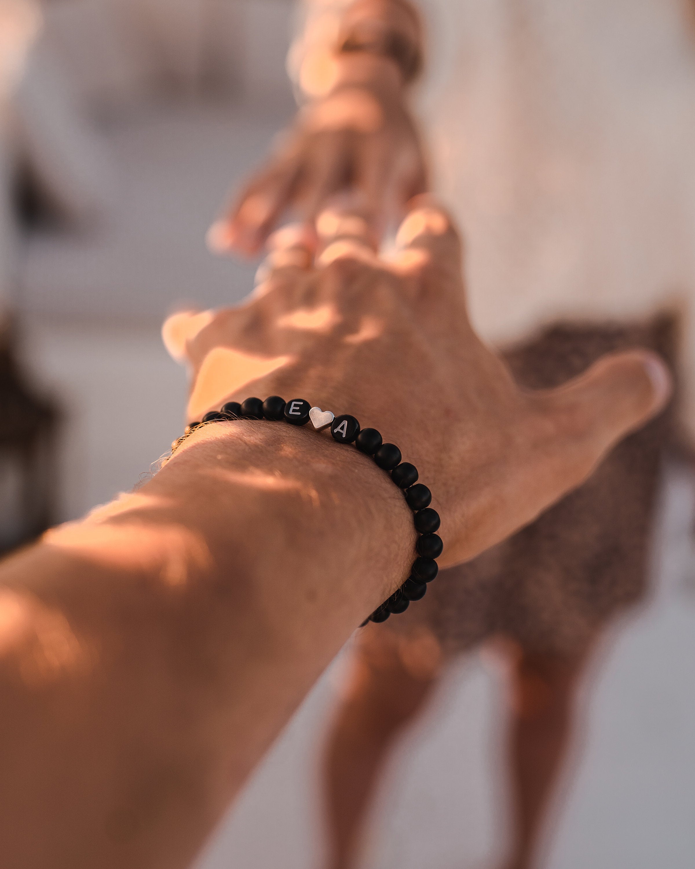 Partner bracelet double pack onyx letter heart