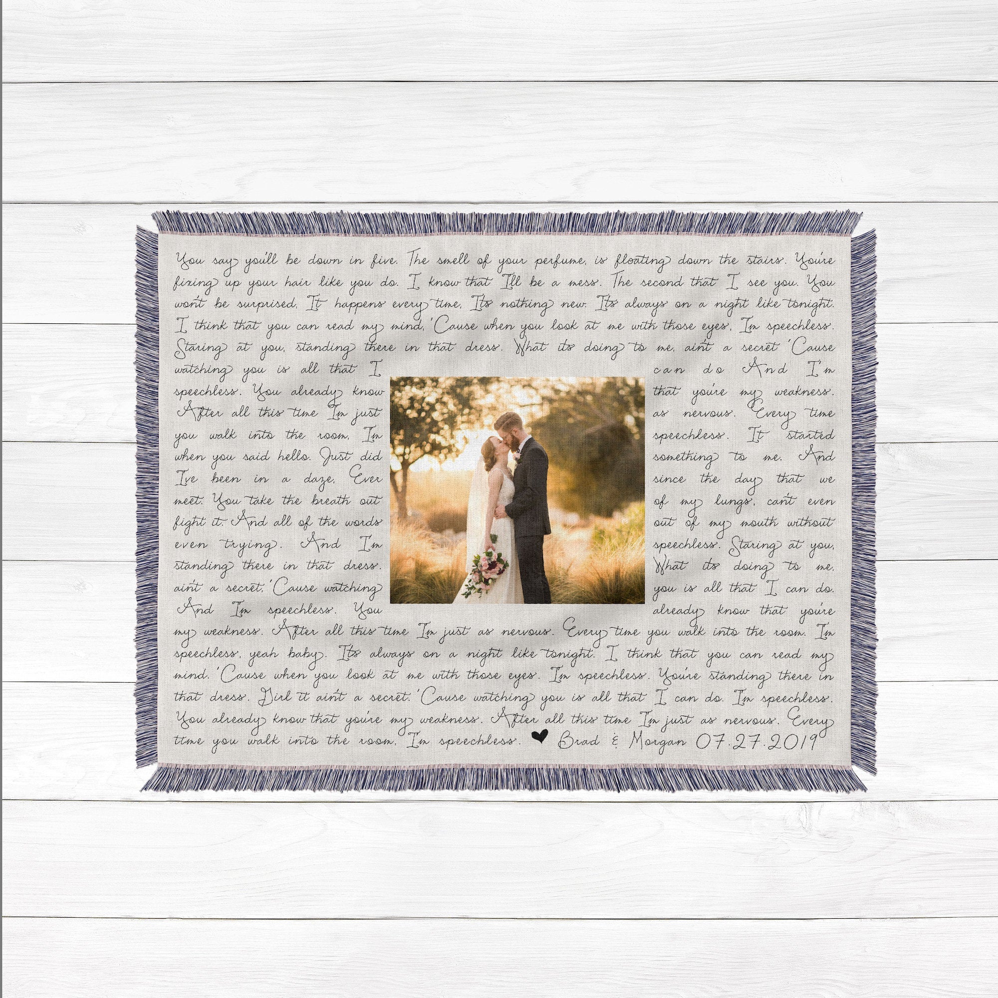 Lyrics Blanket Personalized Photo Cotton Anniversary Gift