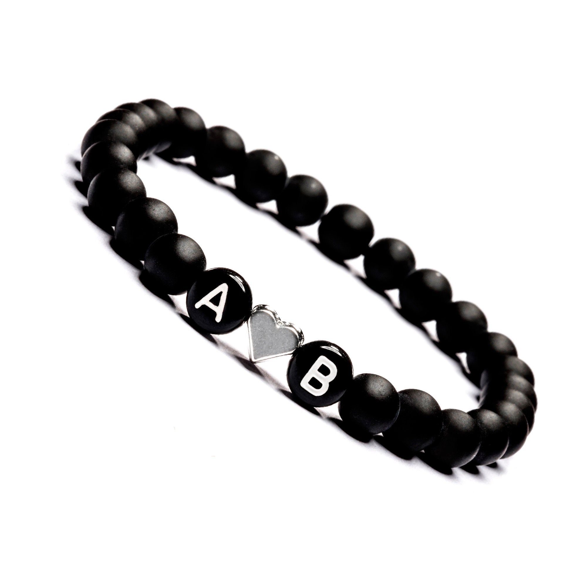 Partner bracelet double pack onyx letter heart