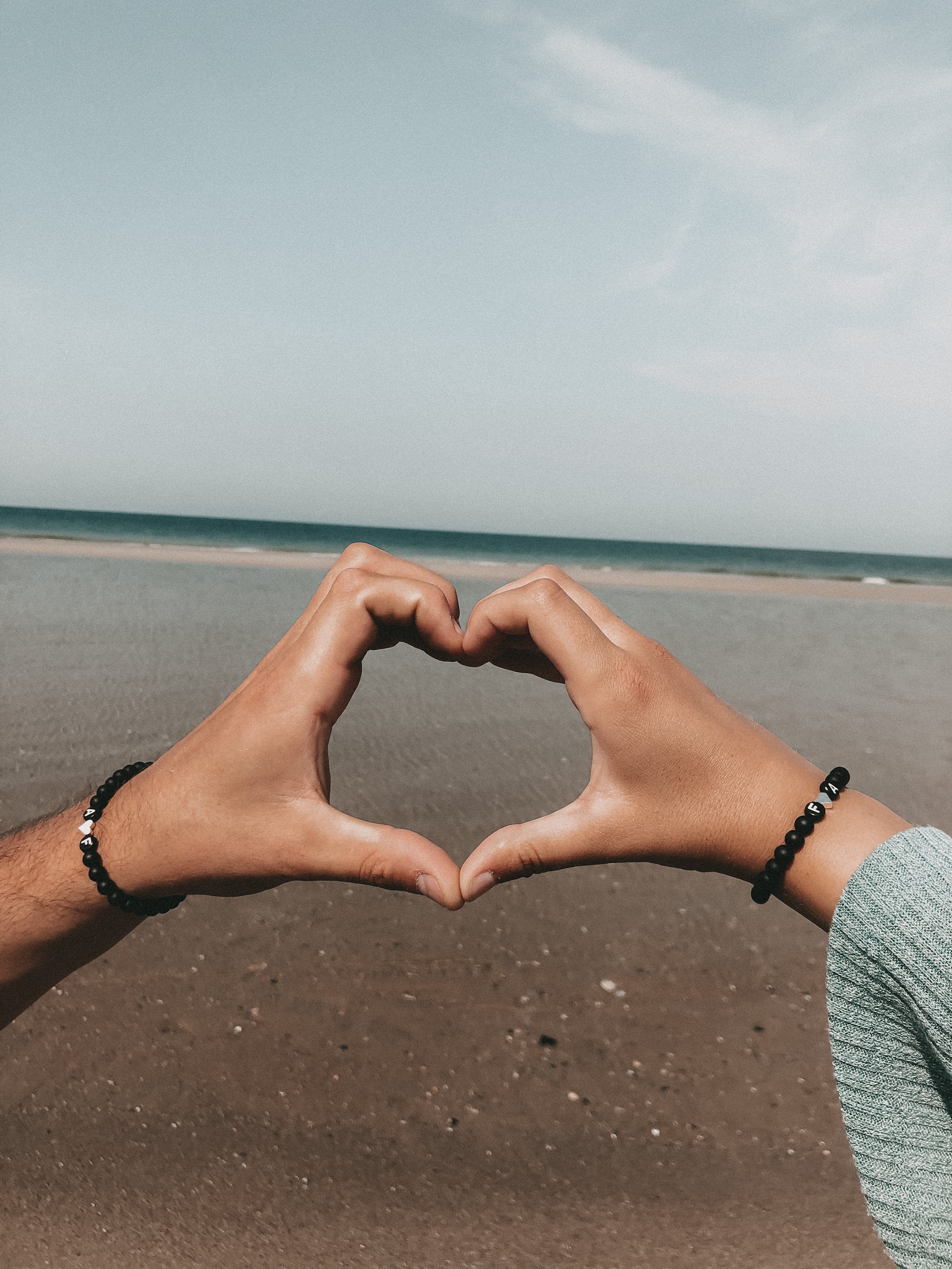 Partner bracelet double pack onyx letter heart