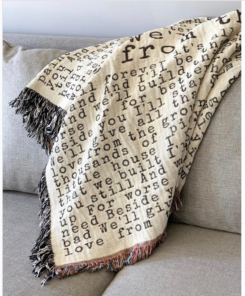 Lyrics Blanket Personalized Photo Cotton Anniversary Gift