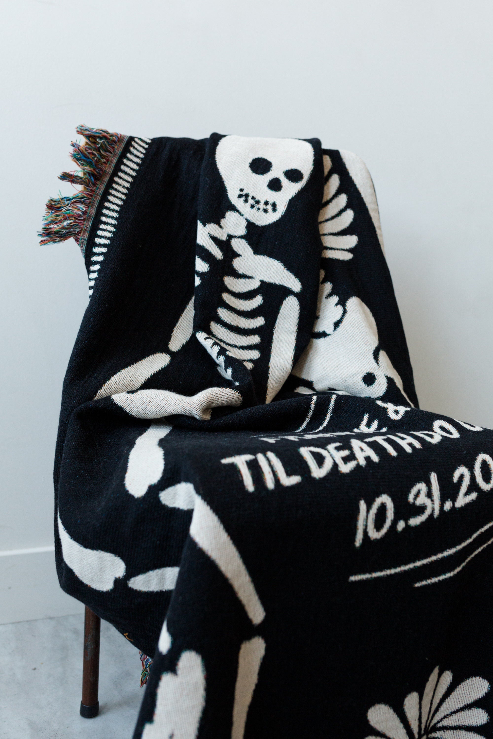 Personalized Skeleton Blanket: Till Death Do Us Part Knitted Blanket