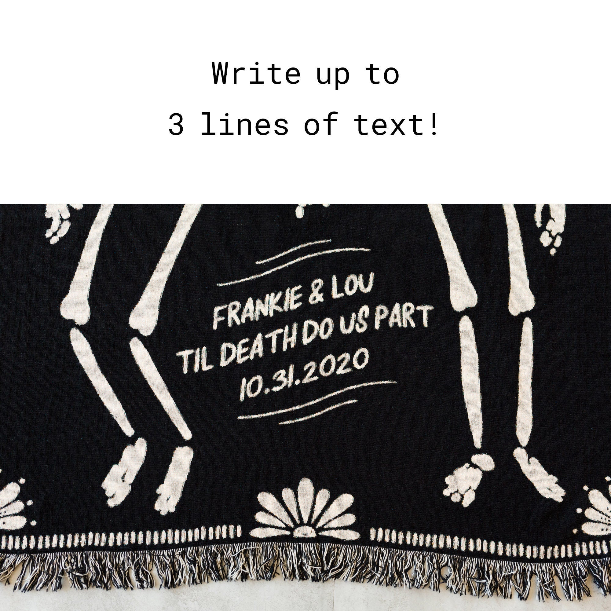 Personalized Skeleton Blanket: Till Death Do Us Part Knitted Blanket