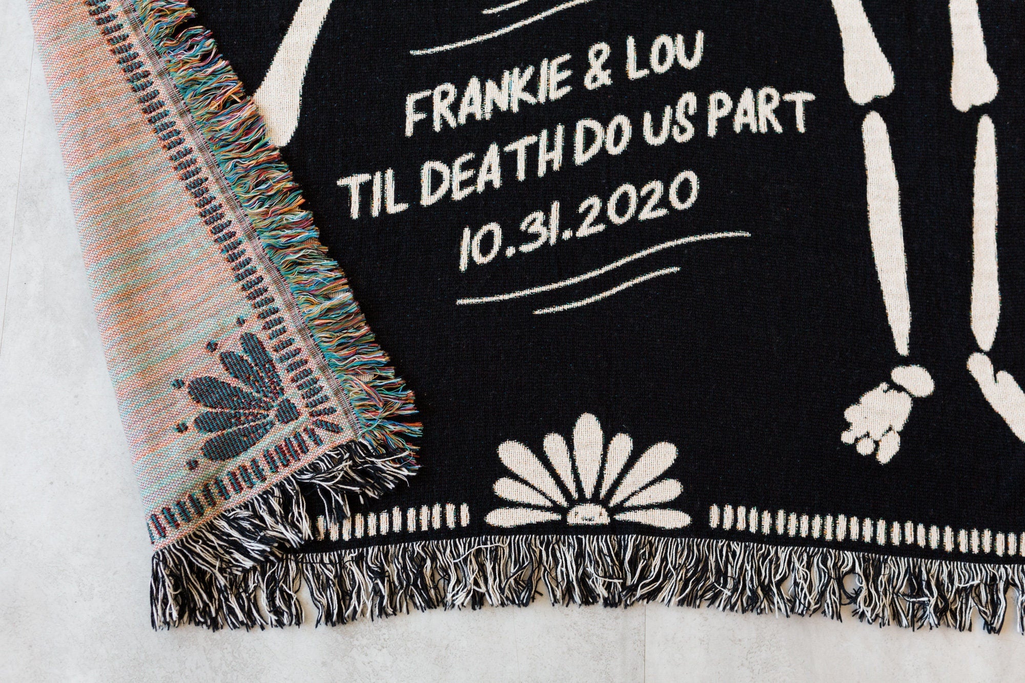 Personalized Skeleton Blanket: Till Death Do Us Part Knitted Blanket