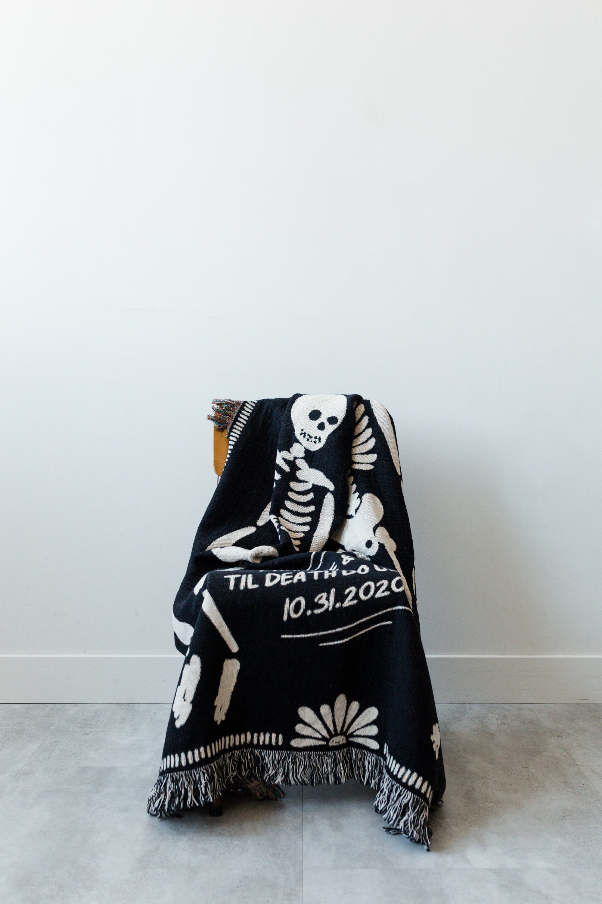 Personalized Skeleton Blanket: Till Death Do Us Part Knitted Blanket