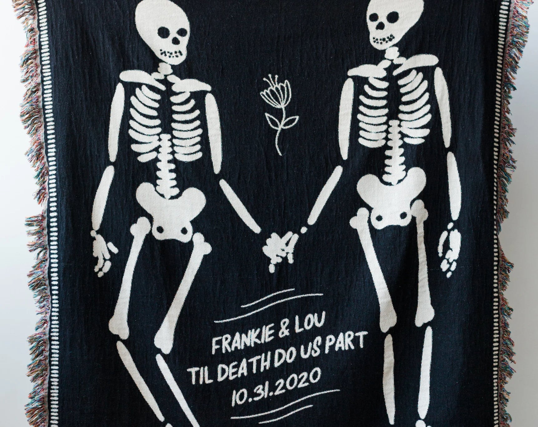 Personalized Skeleton Blanket: Till Death Do Us Part Knitted Blanket