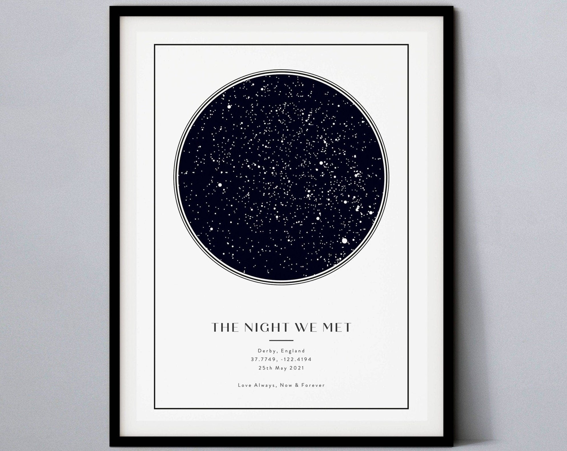 Custom star chart printing-Anniversary gift for the night we met