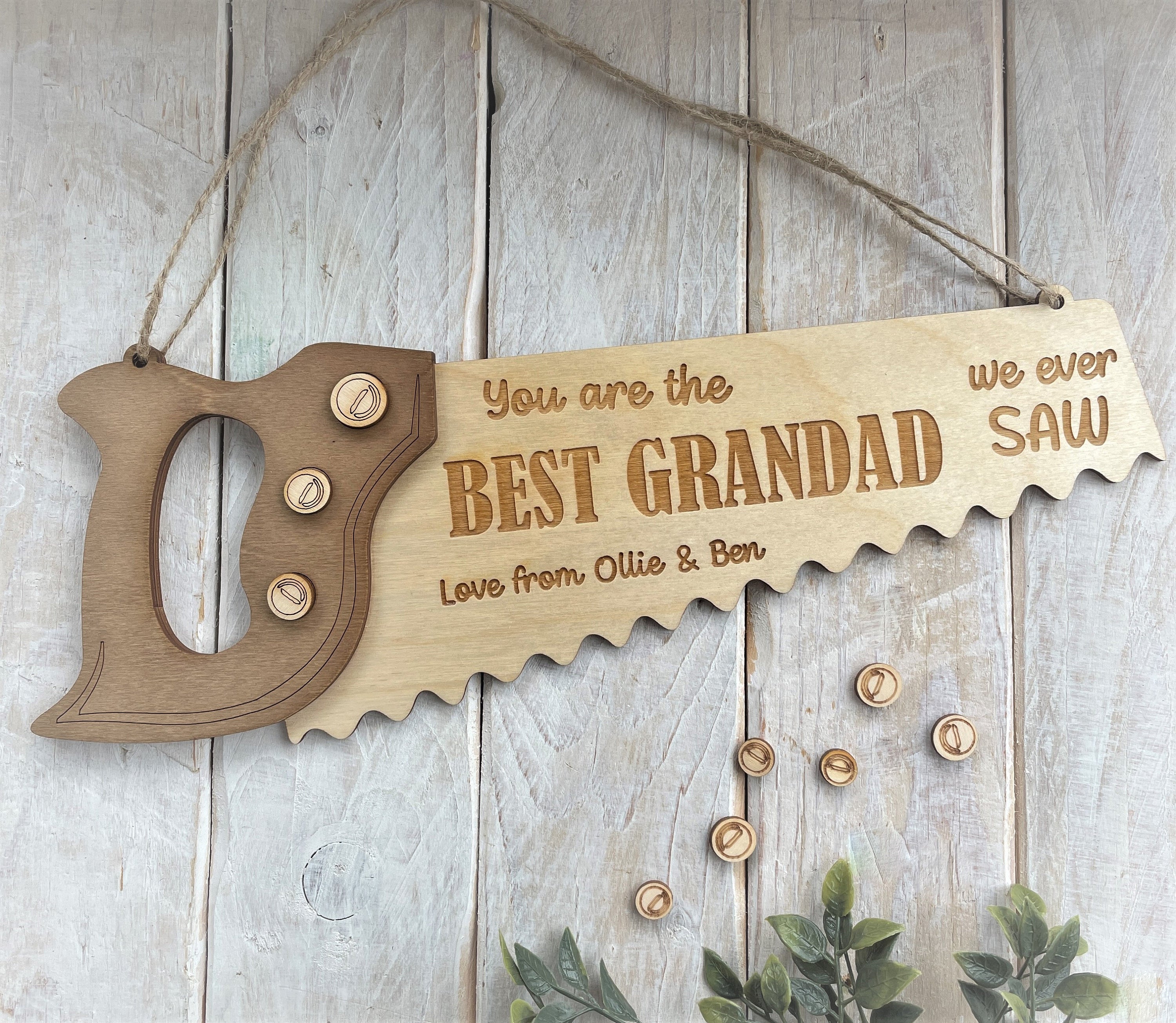 Personalised Fathers Day Saw Plaque