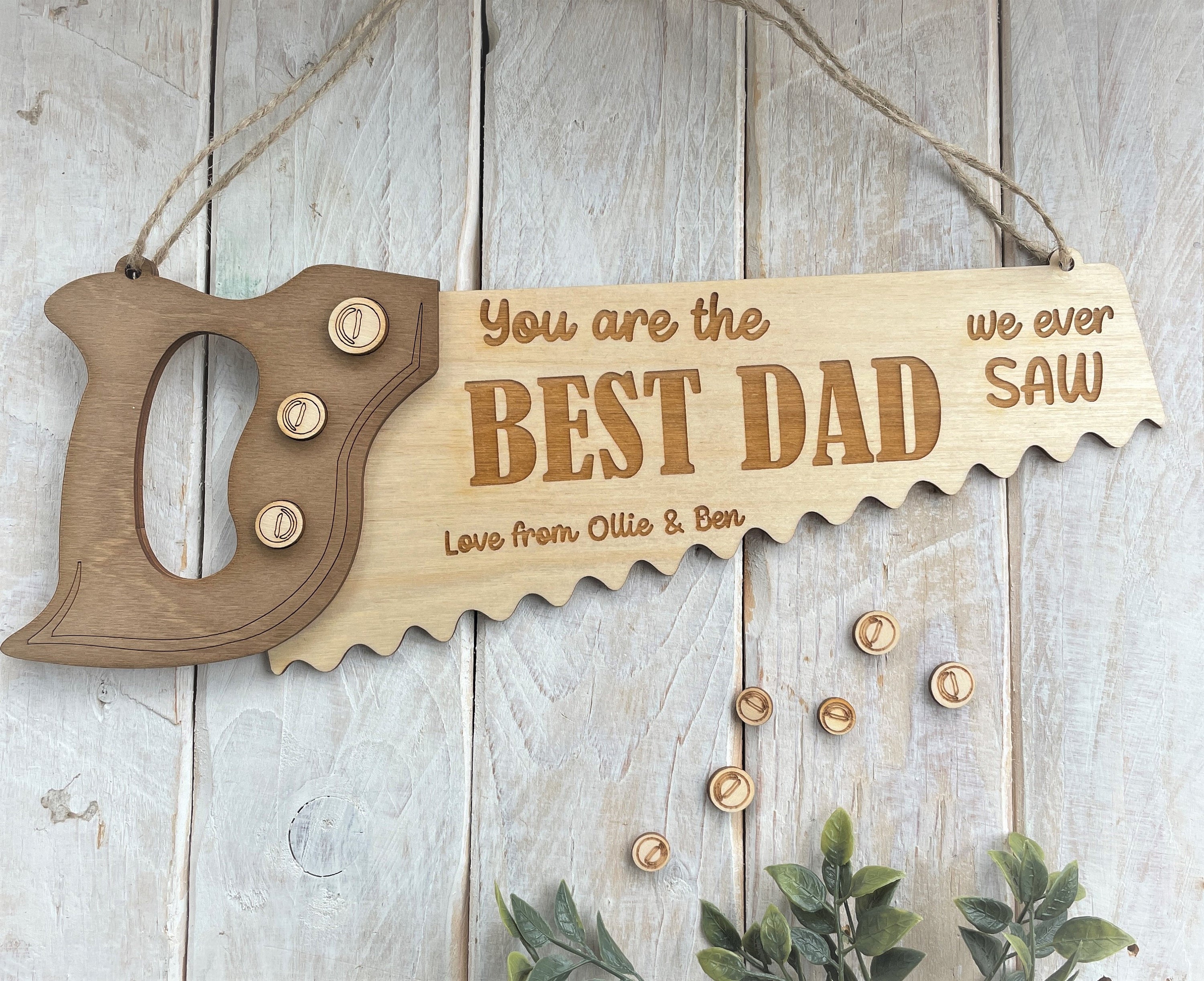 Personalised Fathers Day Saw Plaque