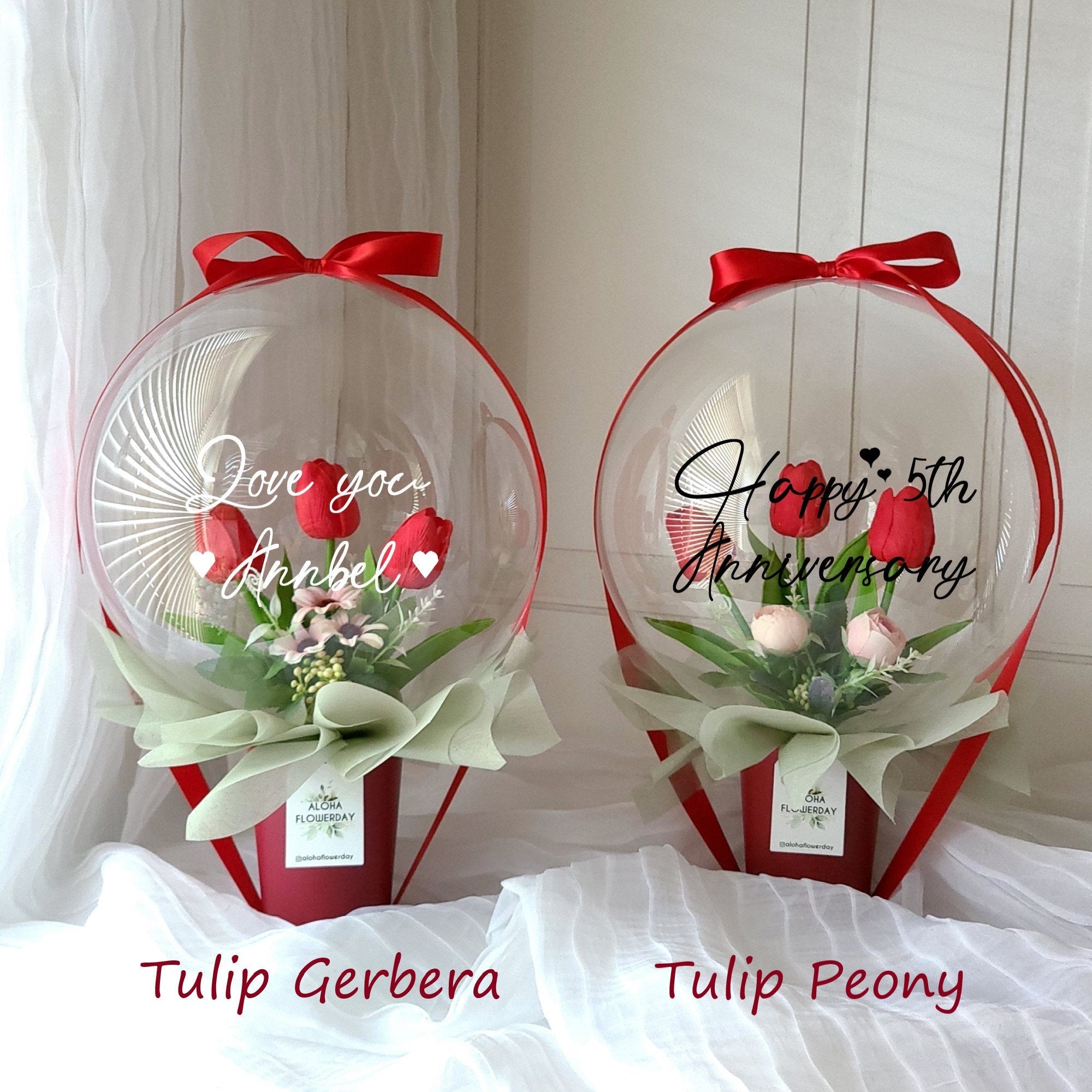 Red Tulip Flower Balloon / Mother's Day, Special Gift, anniversary, Mothers Day, Graduation, Birthday, Congratulations, Personalized