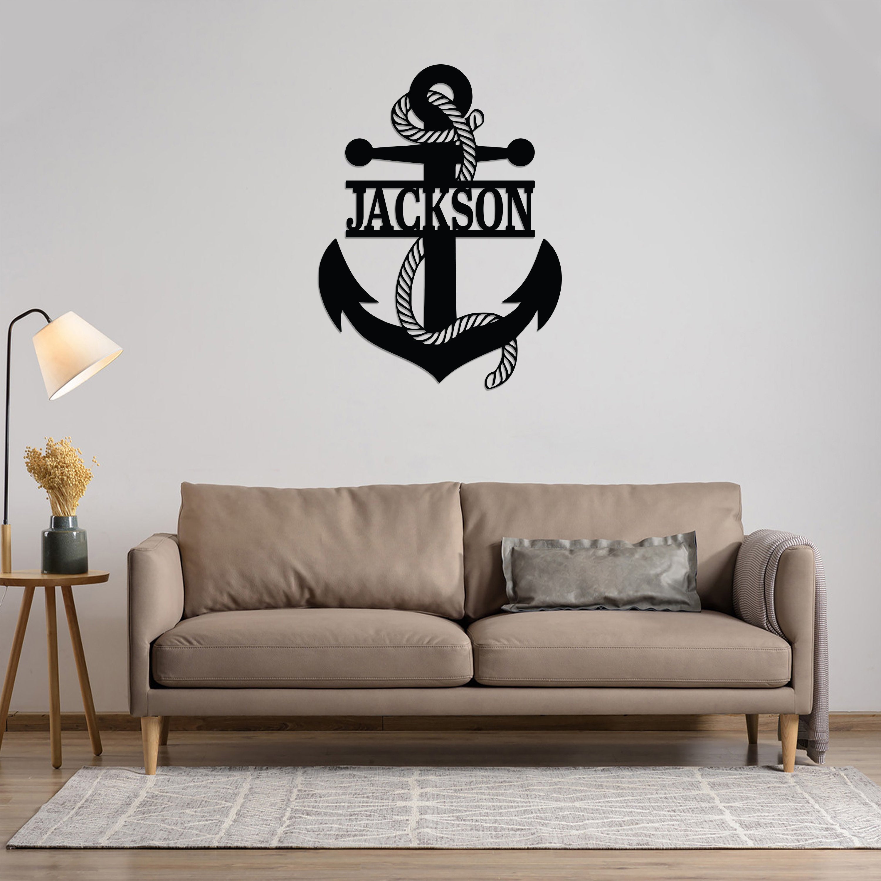 Custom Anchor Monogram Wooden Sign With LED Lights