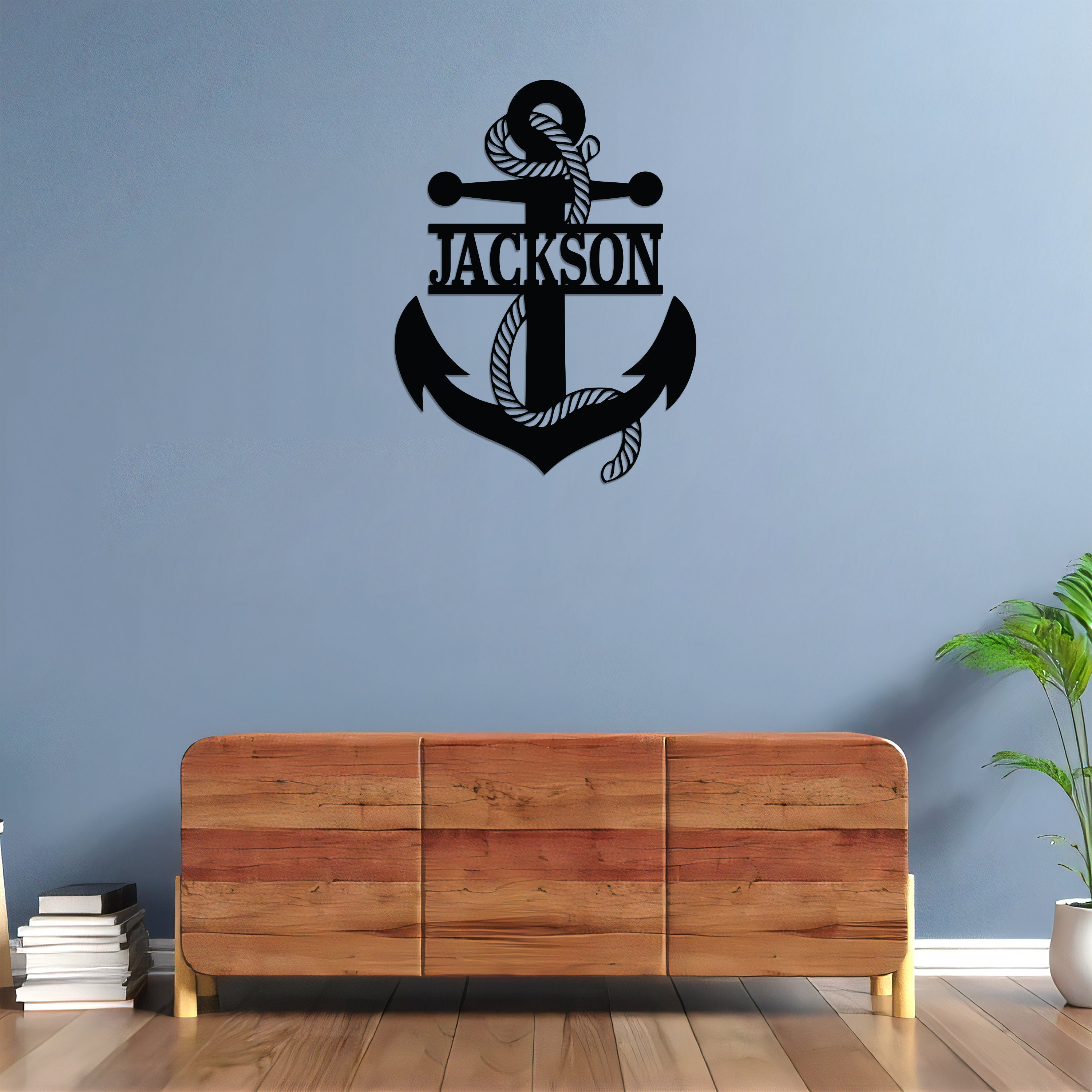 Custom Anchor Monogram Wooden Sign With LED Lights