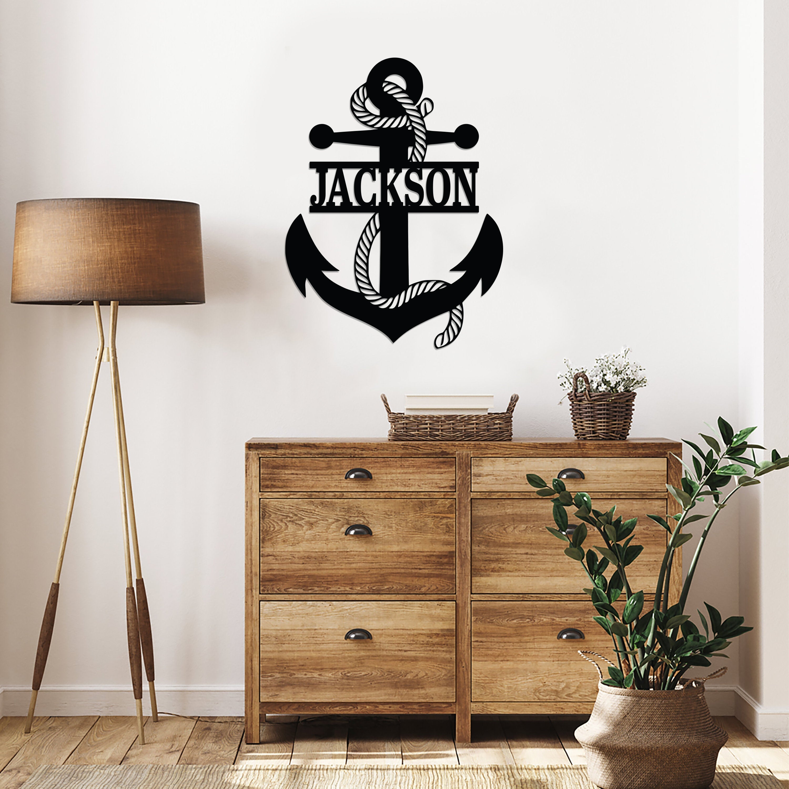 Custom Anchor Monogram Wooden Sign With LED Lights