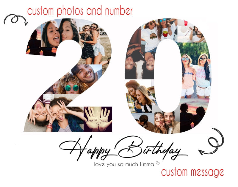 Custom Number Photo Collage Anniversary Gift