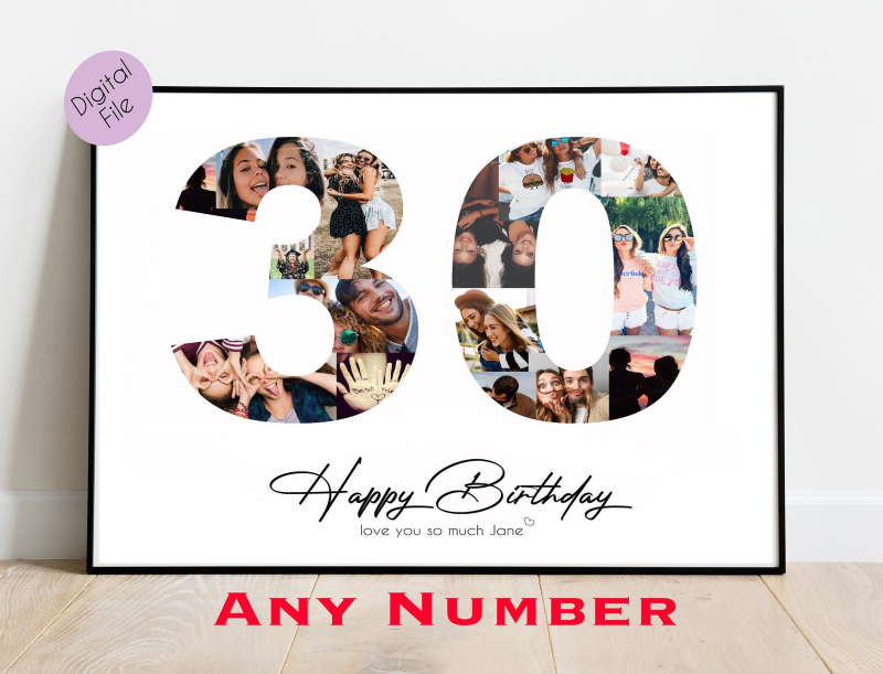 Custom Number Photo Collage Anniversary Gift