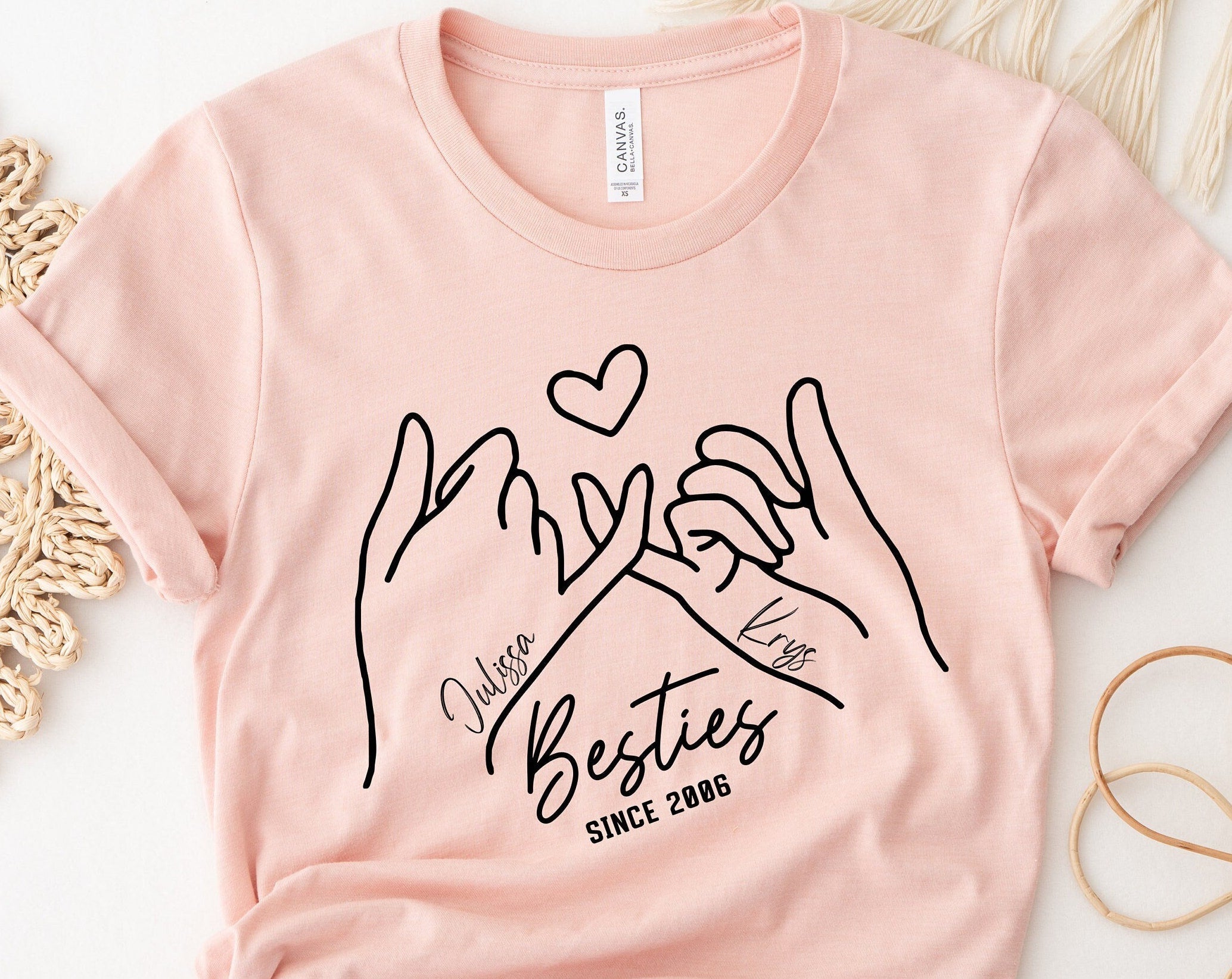 Personalized Besties Shirt, Custom, Besties Since Year Tee, Best Friends Name and Date Tees, BFF Shirts, Friend Trip Shirt,Girl Trip T-Shirt