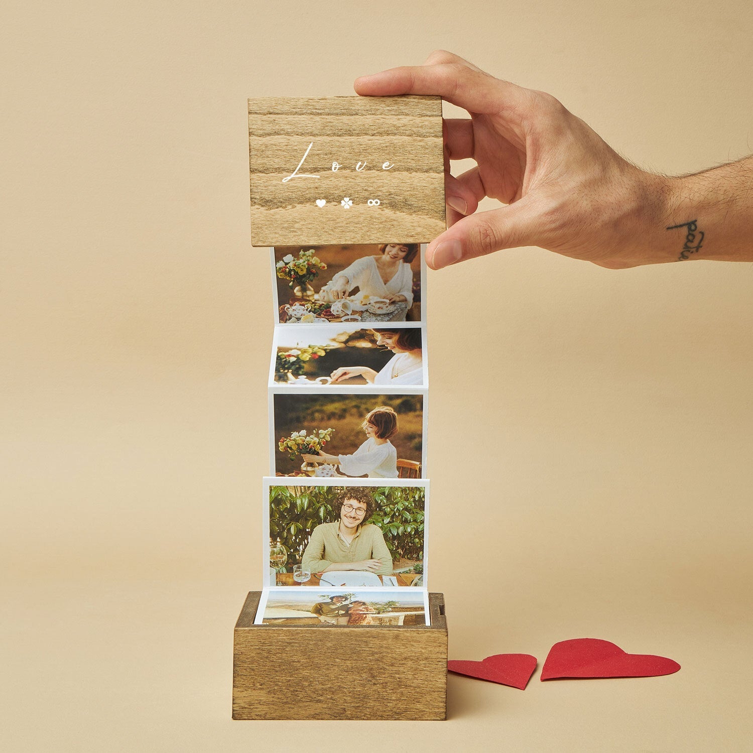 Pull Out Photo Box | Unique Photo Album | Image Box | Photo Album Alternative | Memory Trinket Wooden Box