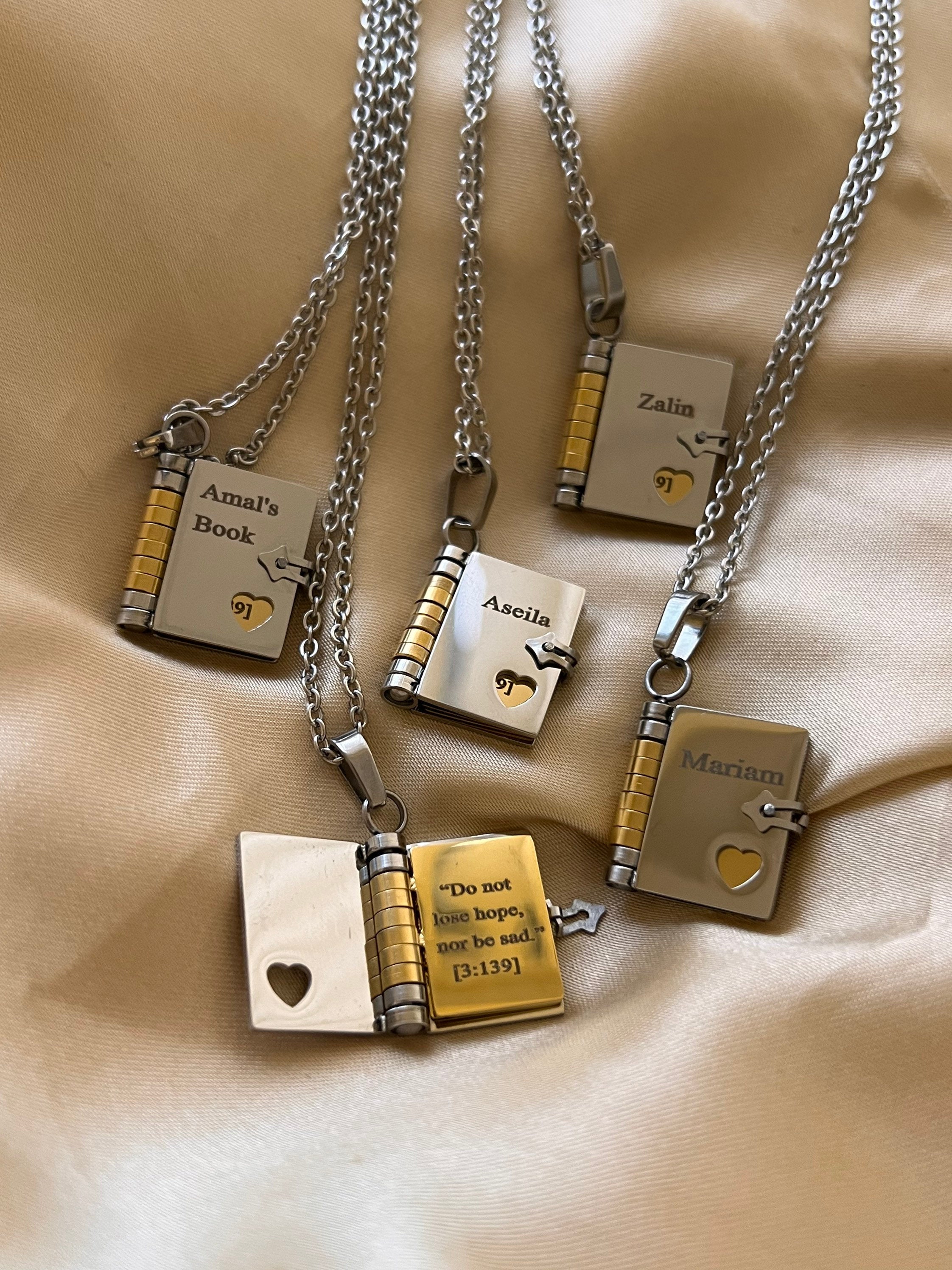 Any Message Inside - Book Necklace And Keychain