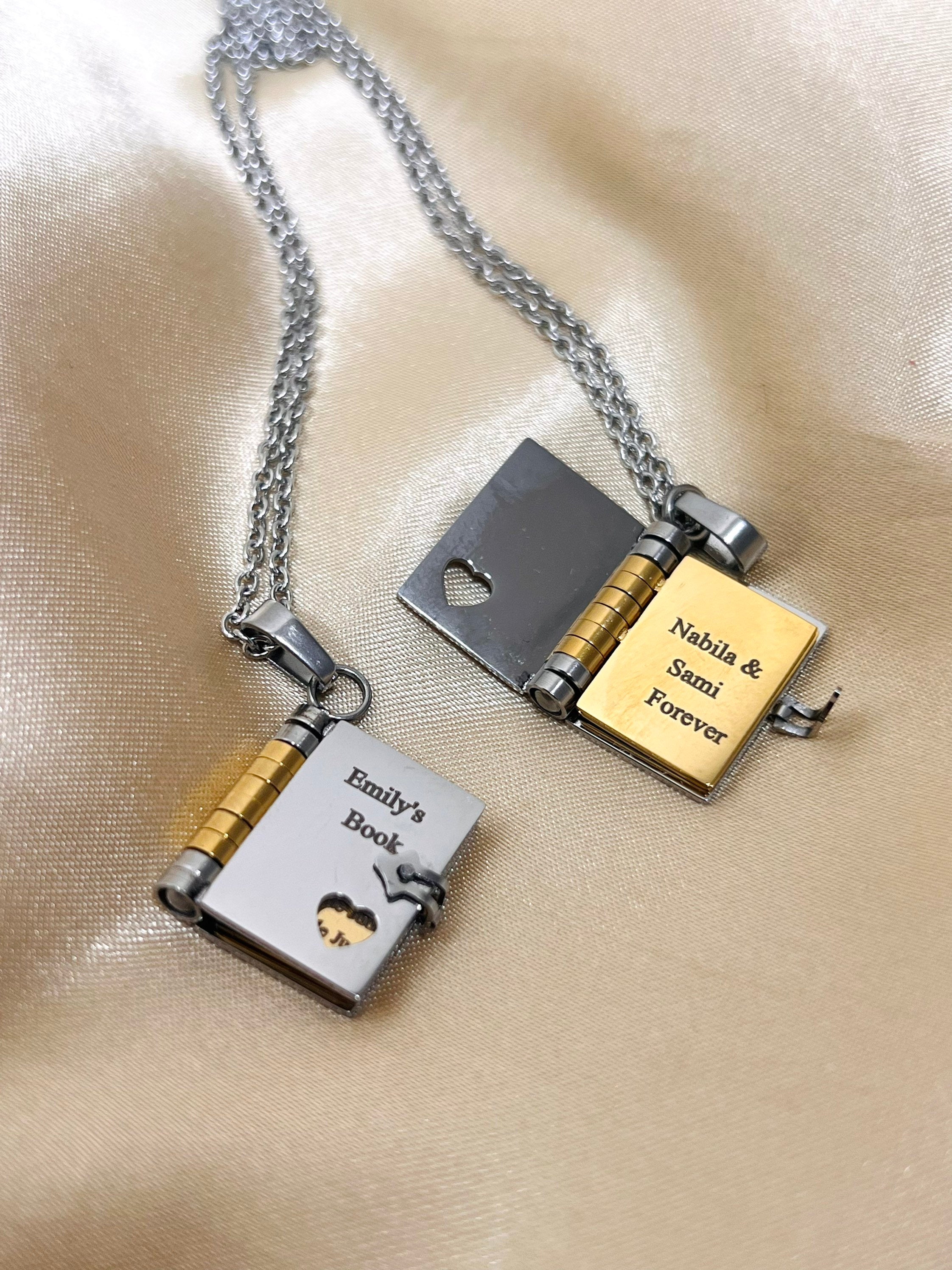 Any Message Inside - Book Necklace And Keychain