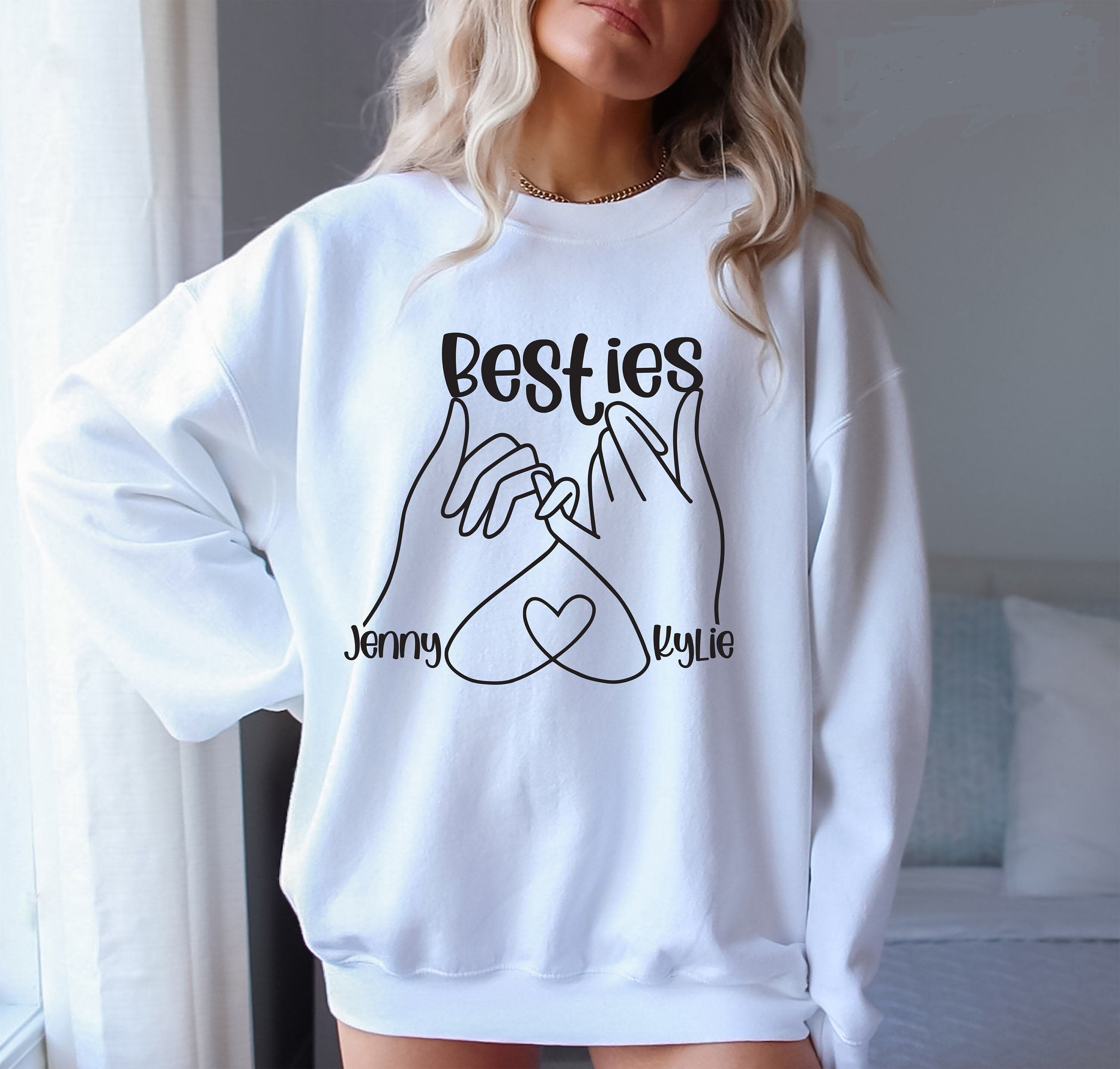 Custom Besties Sweatshirt, Custom Best Friend Gift, Girl's Personalized Besties Shirt, BFF Gifts For Women, Best Friend Birthday Gift