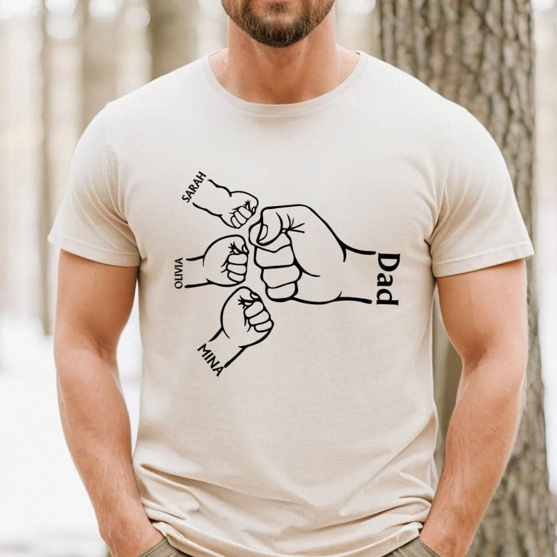 Personalized Dad Raised Fist Bump T-Shirt