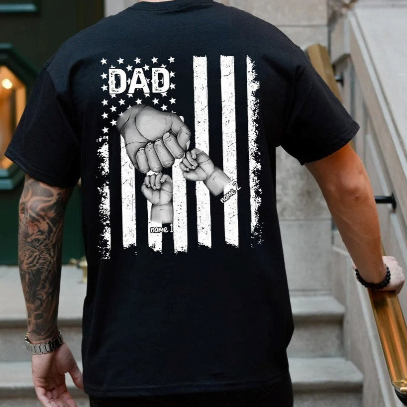 Personalized Dad Raised Fist Bump T-Shirt Father's Day Gift