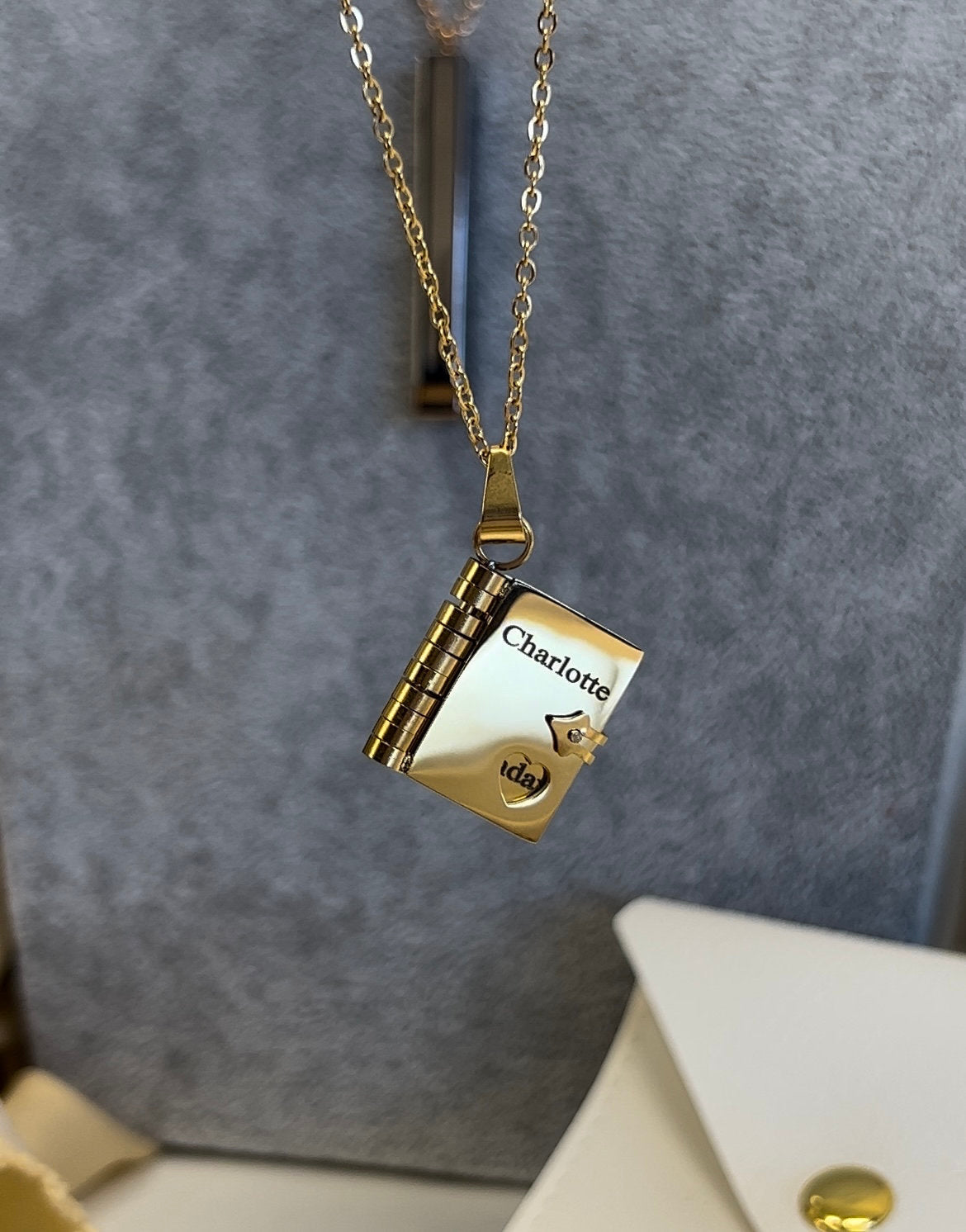 Any Message Inside - Book Necklace And Keychain