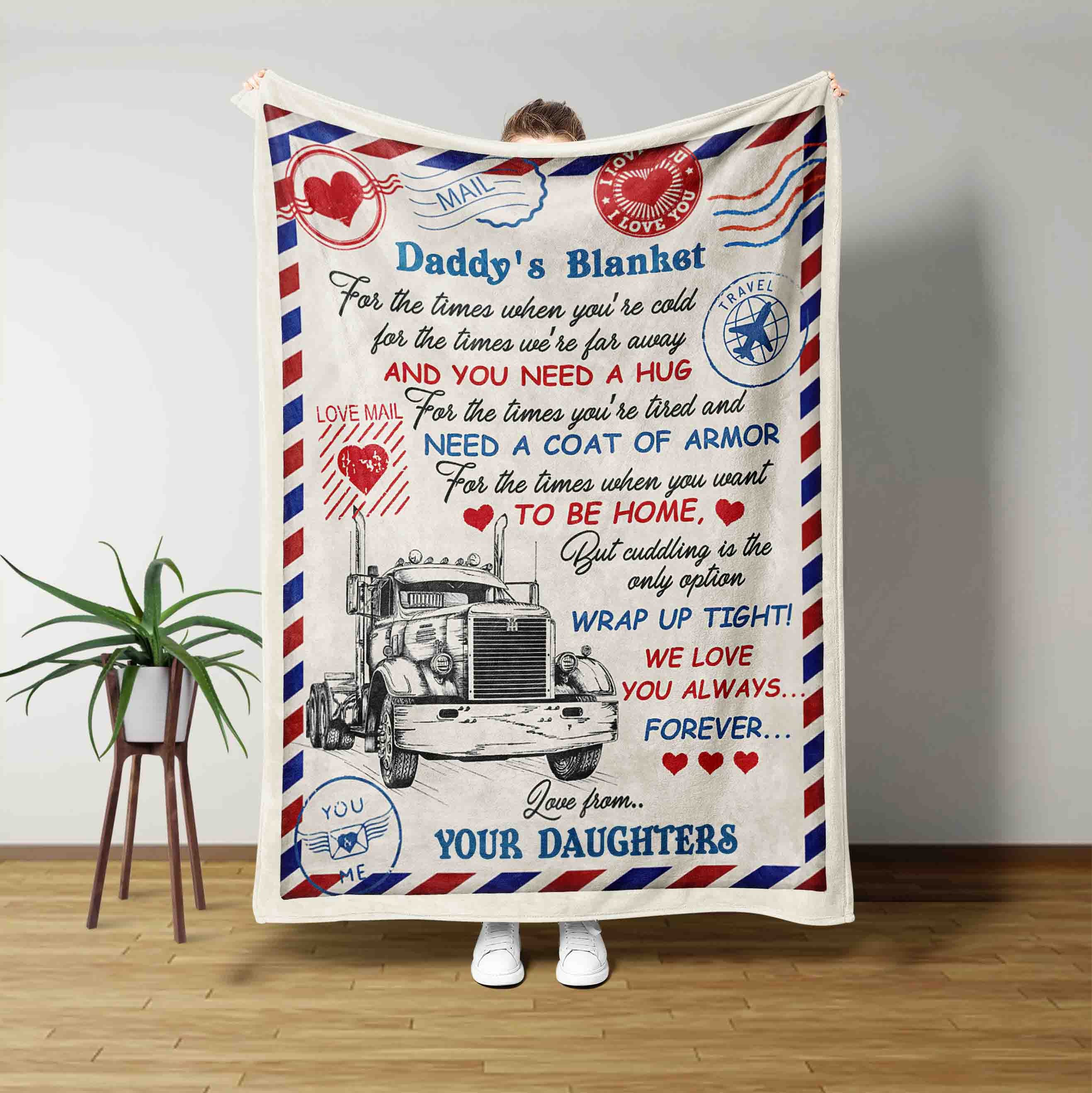 💖For Dad Blanket👨Personalized Daddy Letter Blanket,