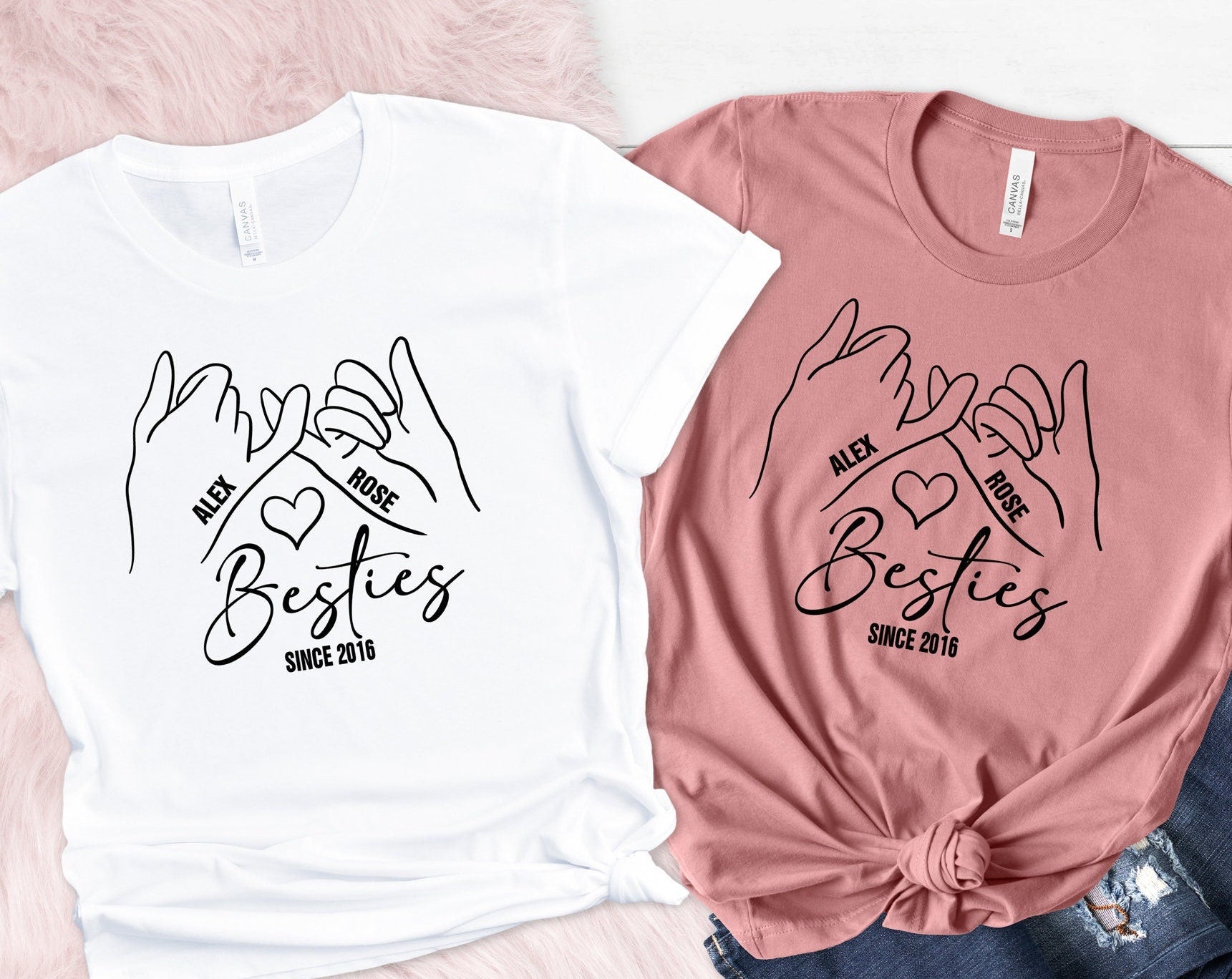 Personalized Besties Shirt, Custom, Besties Since Year Tee, Best Friends Name and Date Tees, BFF Shirts, Friend Trip Shirt,Girl Trip T-Shirt