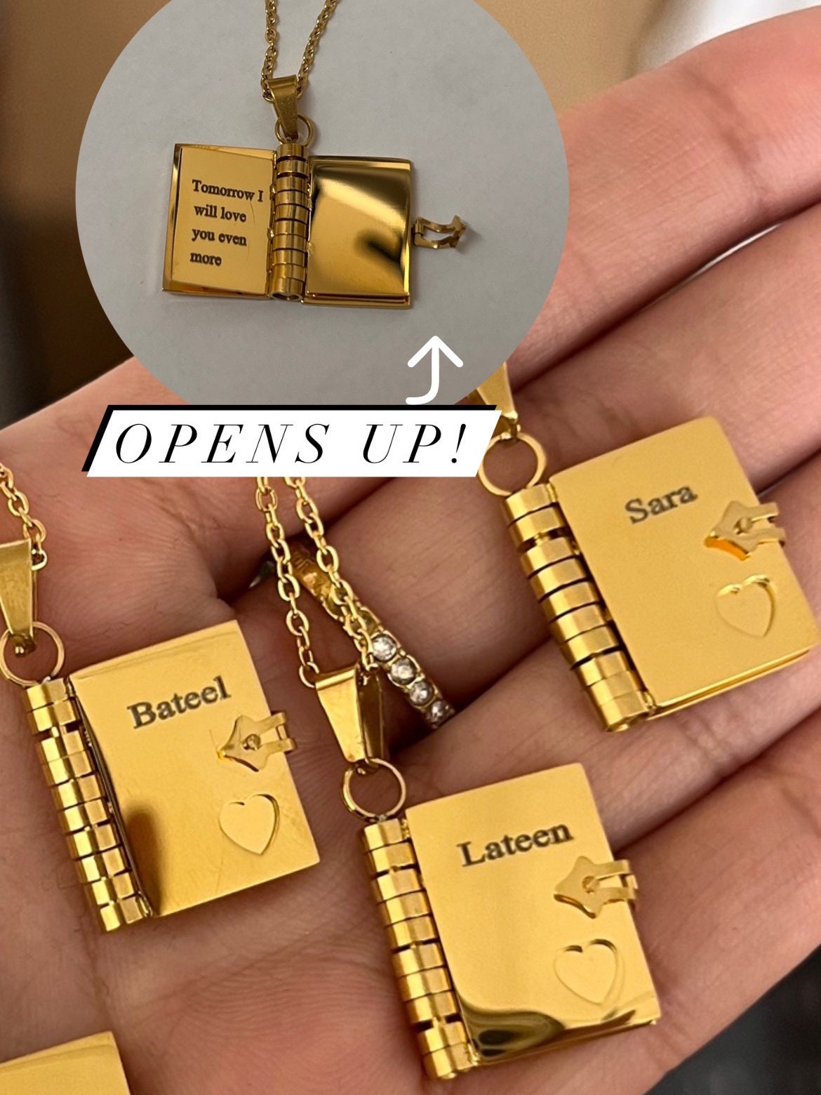 Any Message Inside - Book Necklace And Keychain