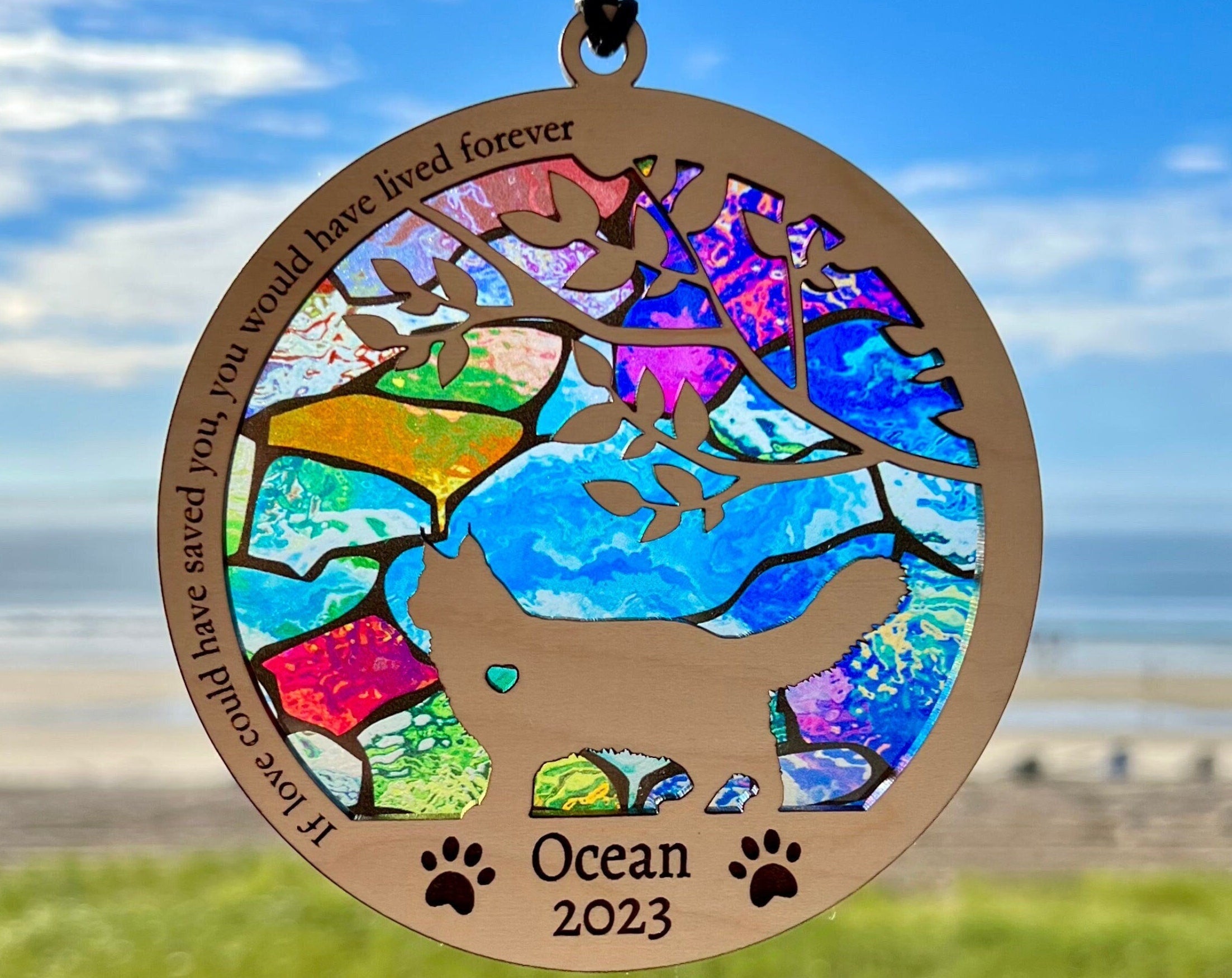 Maine Coone Cat Memorial Suncatcher, Suncatcher Personalized with Breed, Name and Date