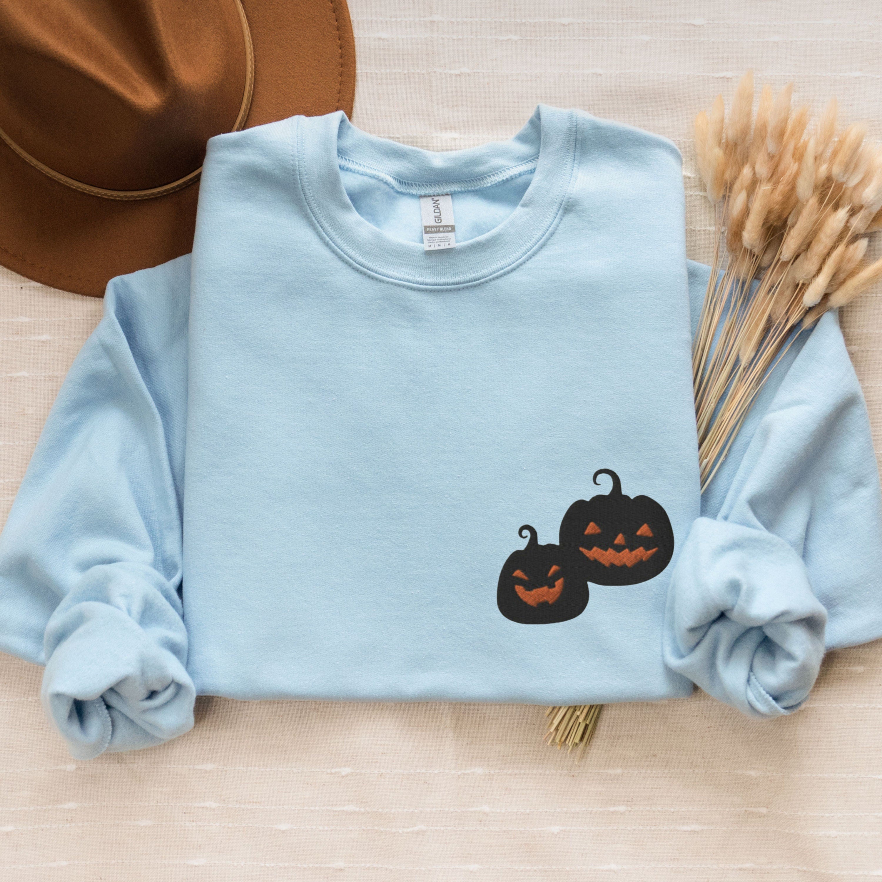 🎃🔥Halloween Pumpkin Sweatshirt Embroidered, Spooky Season Shirt