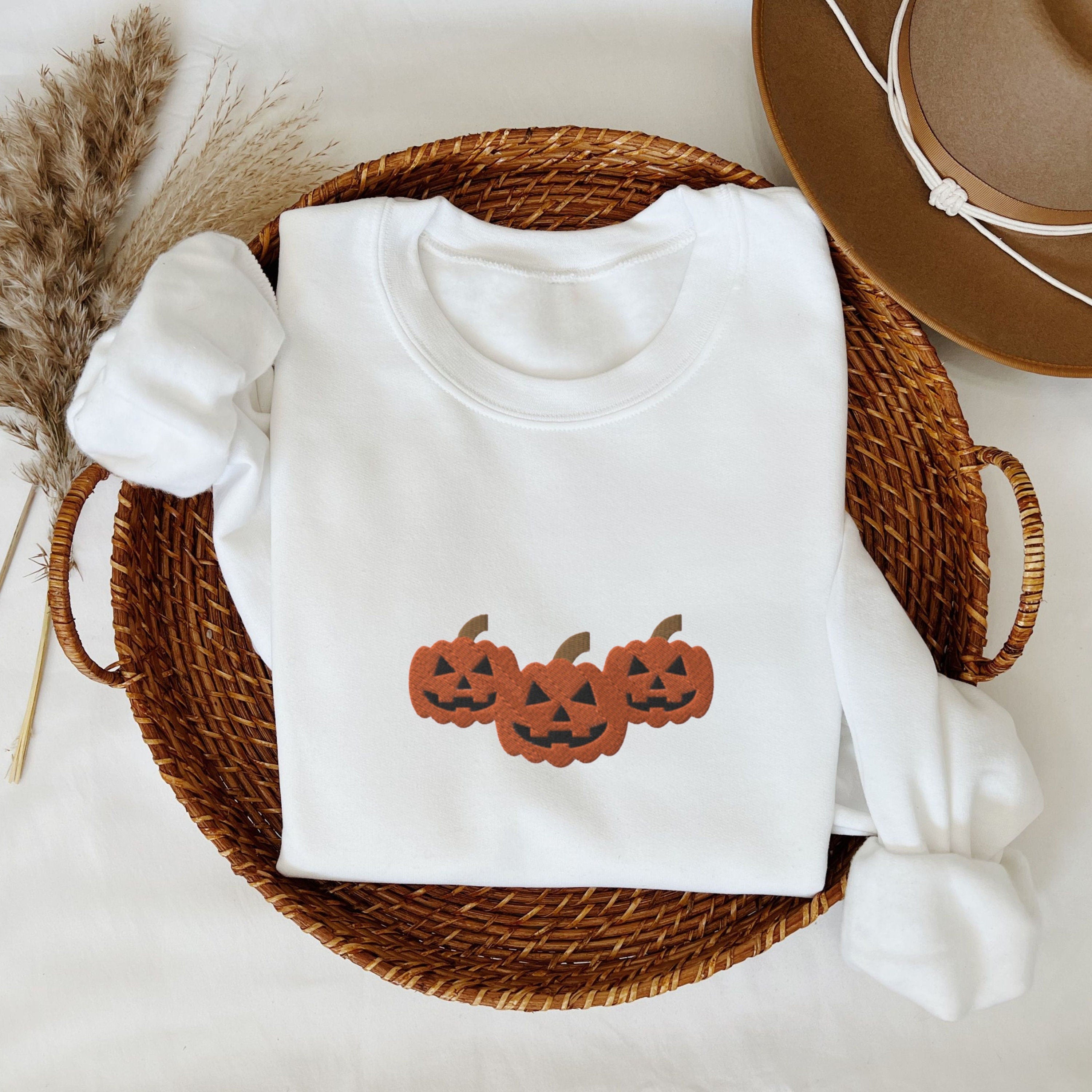 🎃🔥Halloween Pumpkin Sweatshirt Embroidered, Spooky Season Shirt