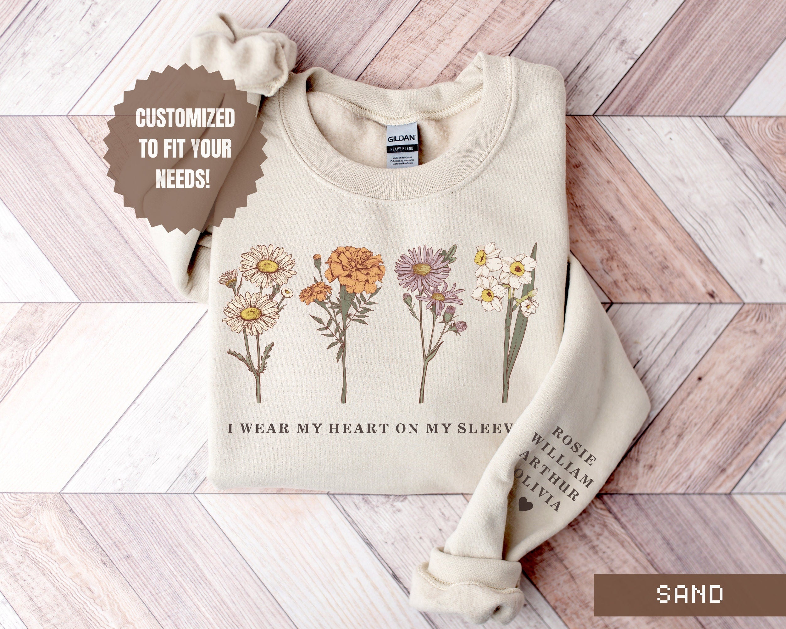 Custom Birth Month Sweatshirt Birth Flower Sweater, Birth Flower Shirt, Grandma's Garden, Personalized Mom Gift Grandma Mother's Day Gift