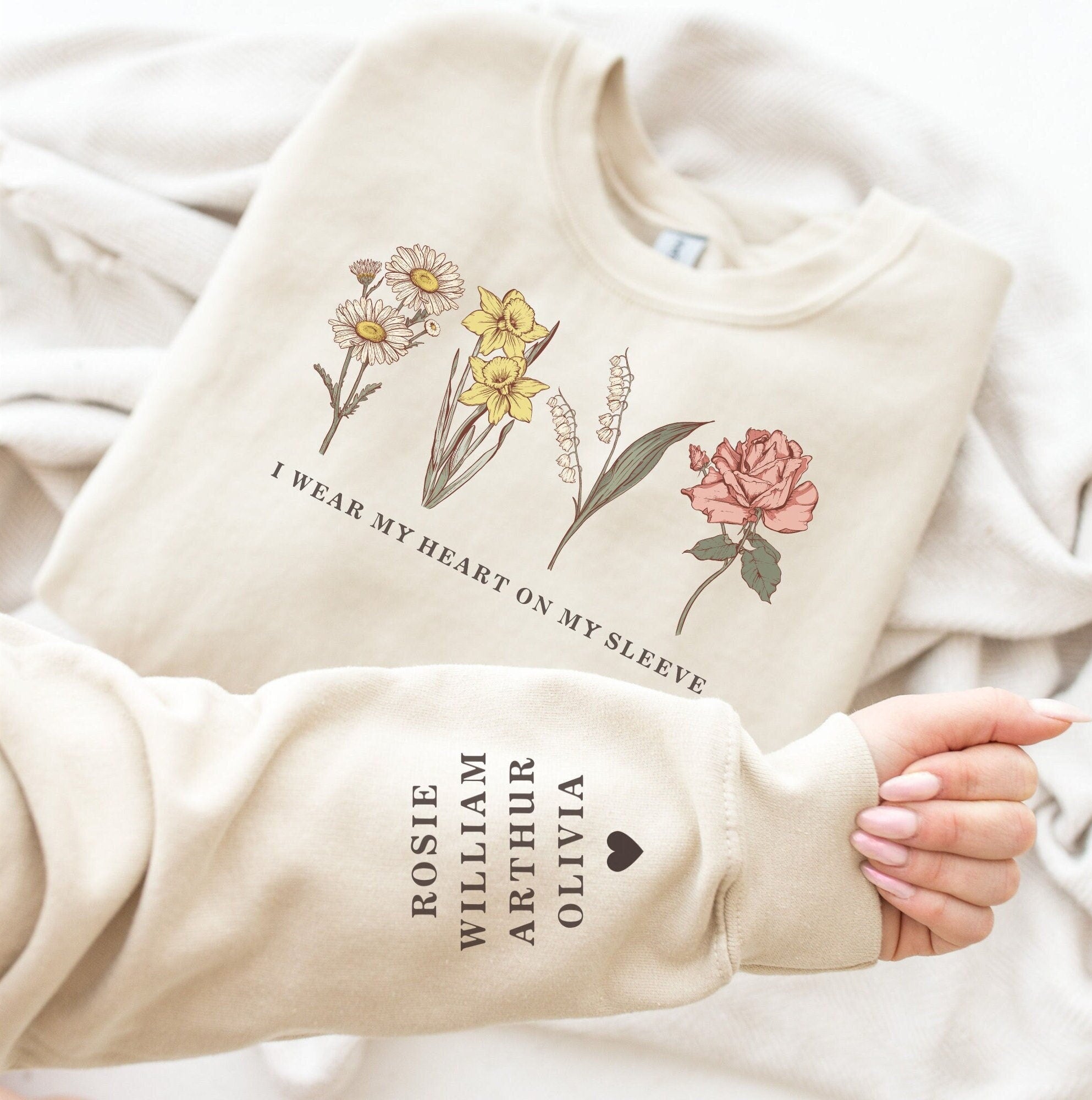 Custom Birth Month Sweatshirt Birth Flower Sweater, Birth Flower Shirt, Grandma's Garden, Personalized Mom Gift Grandma Mother's Day Gift