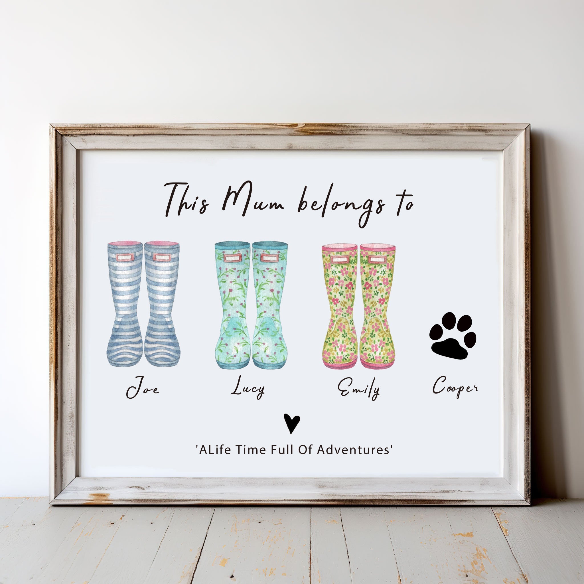 Personalized Family Rain Boots Names Frame