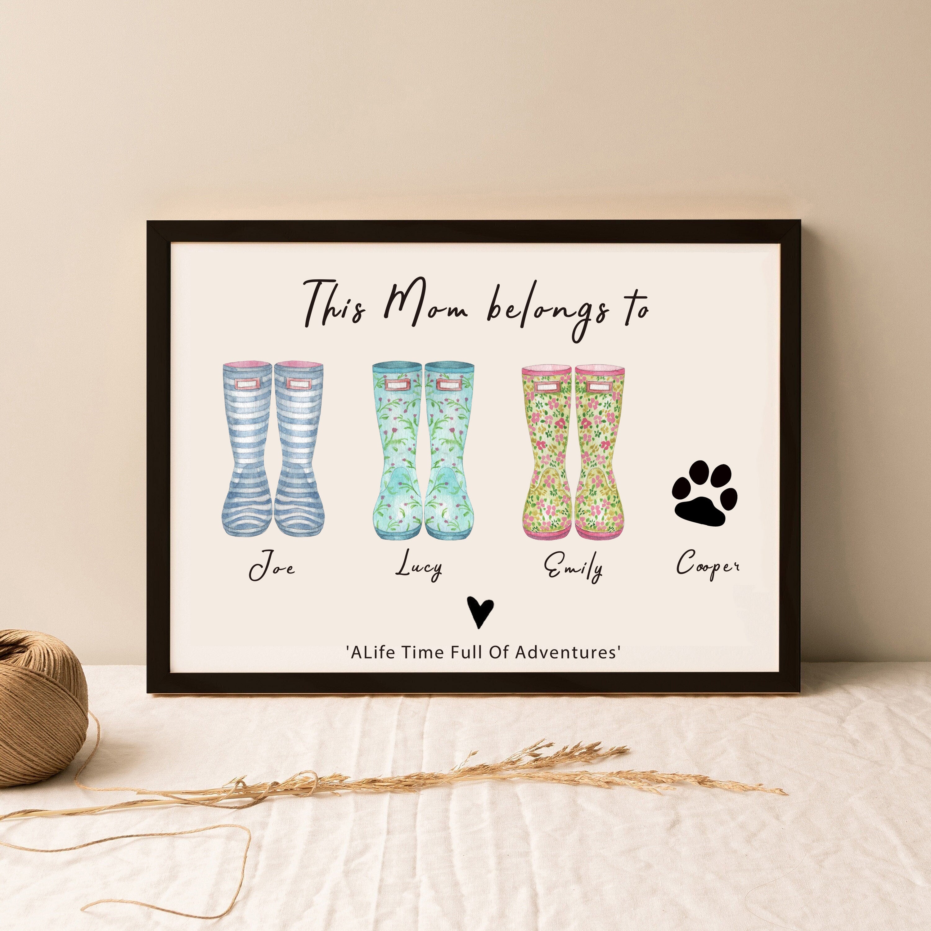 Personalized Family Rain Boots Names Frame