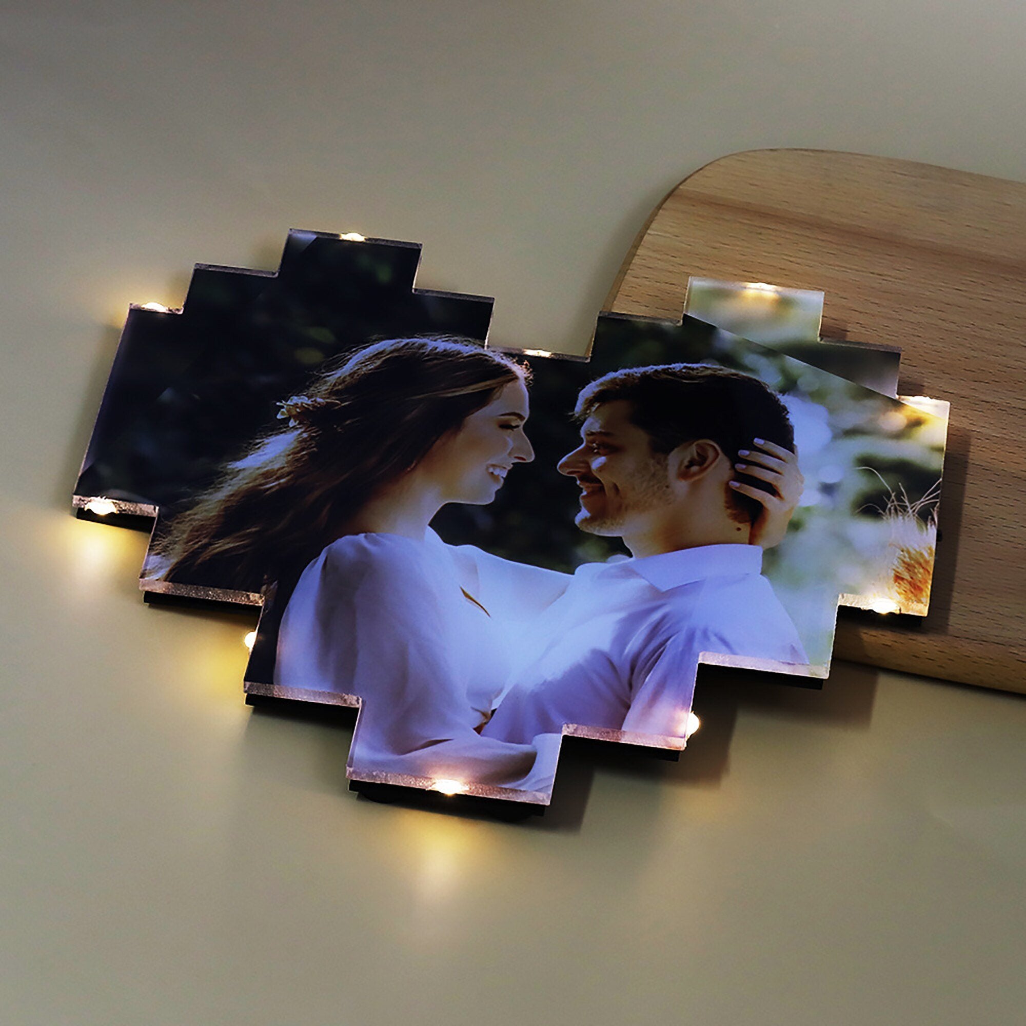 Custom Heart Shape Photo Collage Lamp